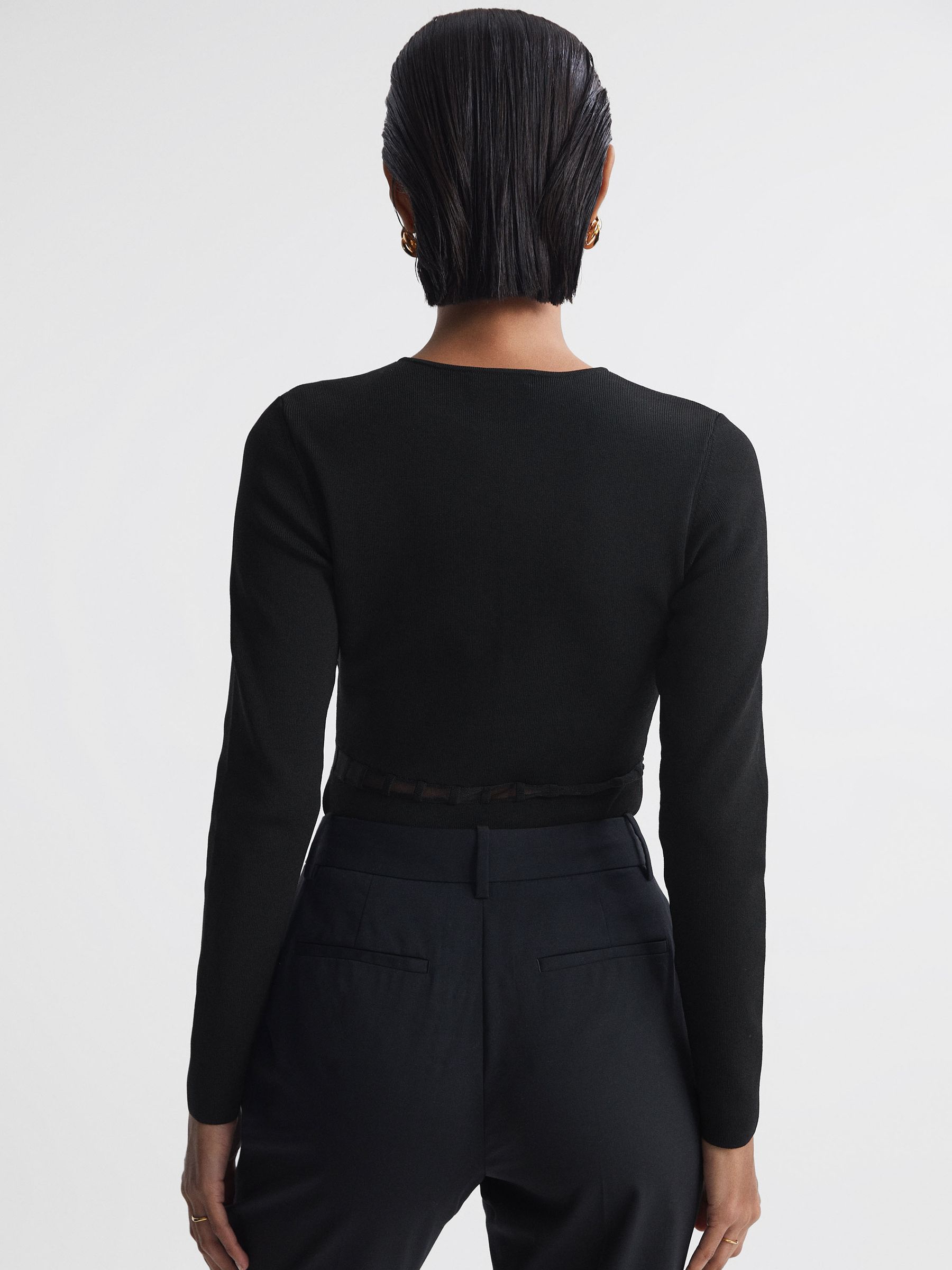 Mesh Panel Fitted Top in Black - Image 5 of 5