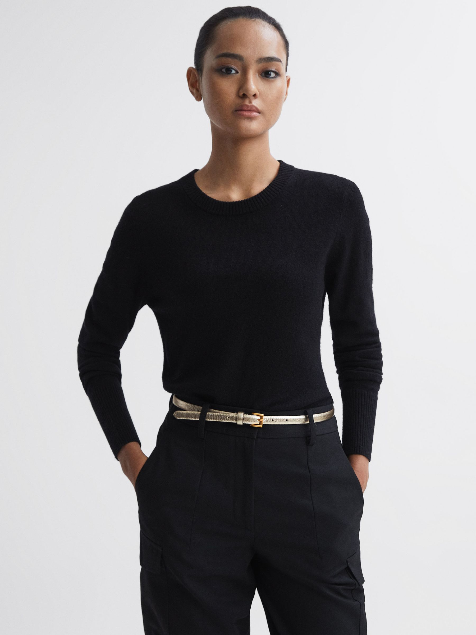 Leather Metallic Thin Belt in Gold - Image 2 of 4