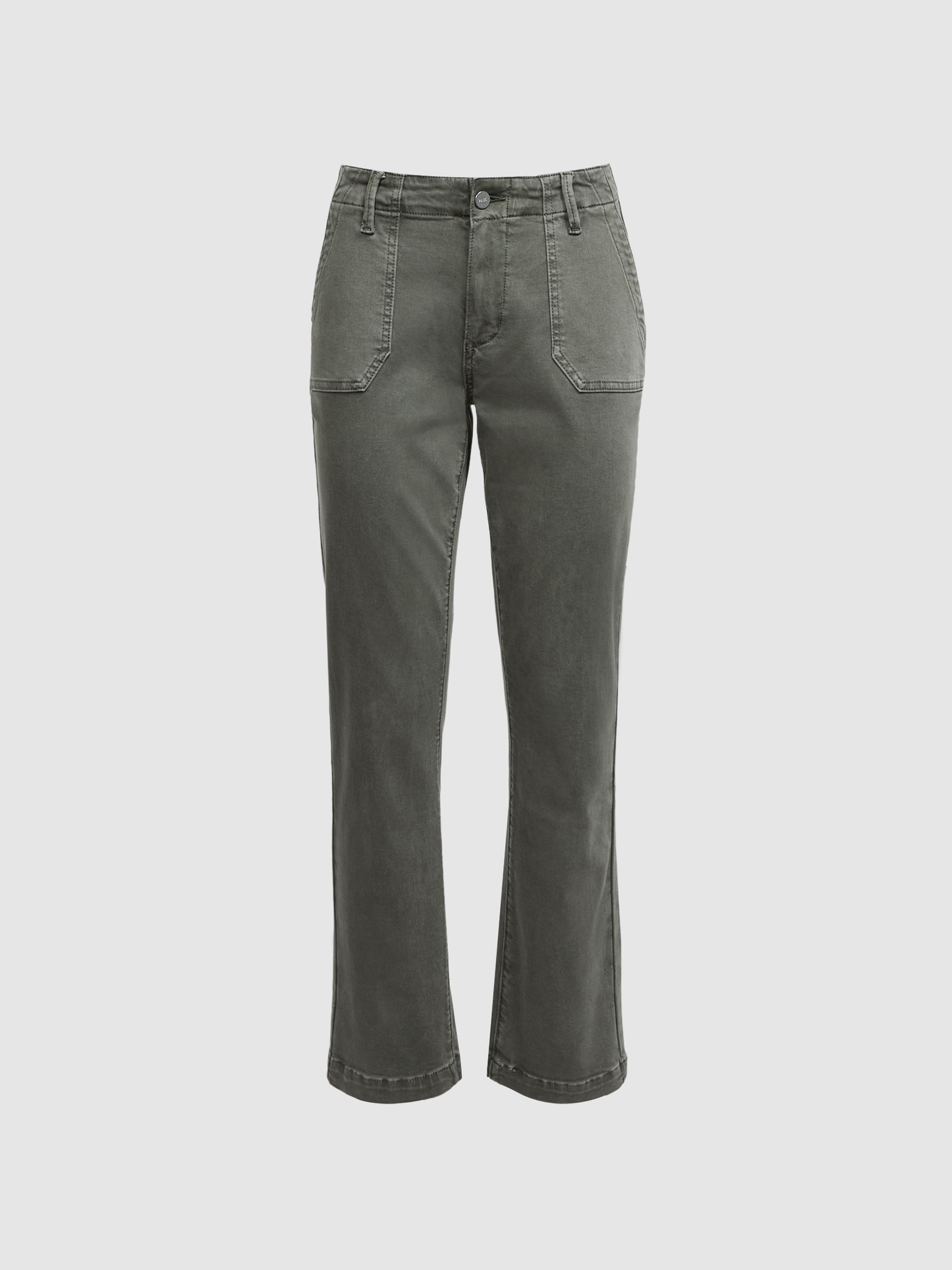 Paige High Rise Straight Leg Jeans in Vintage Ivy Green - Image 2 of 5