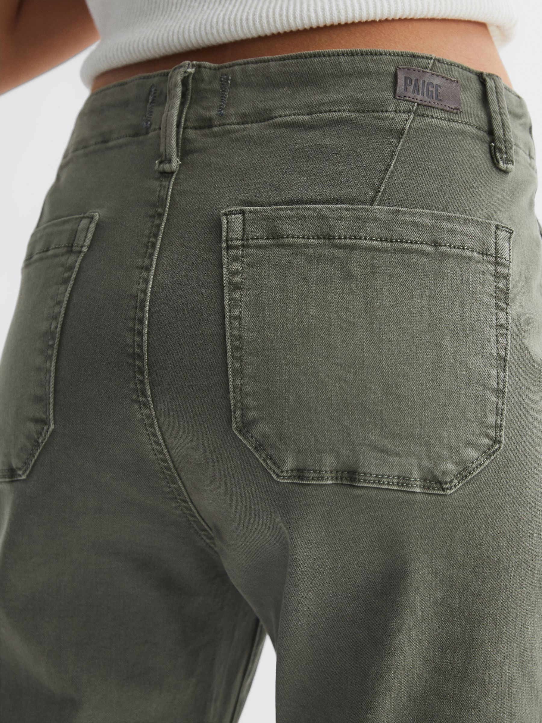 Paige High Rise Straight Leg Jeans in Vintage Ivy Green - Image 5 of 5