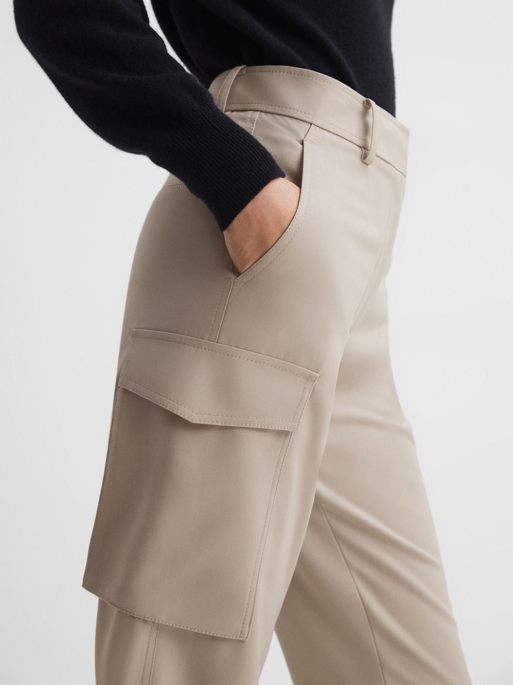Mid Rise Cargo Trousers in Neutral - Image 6 of 7