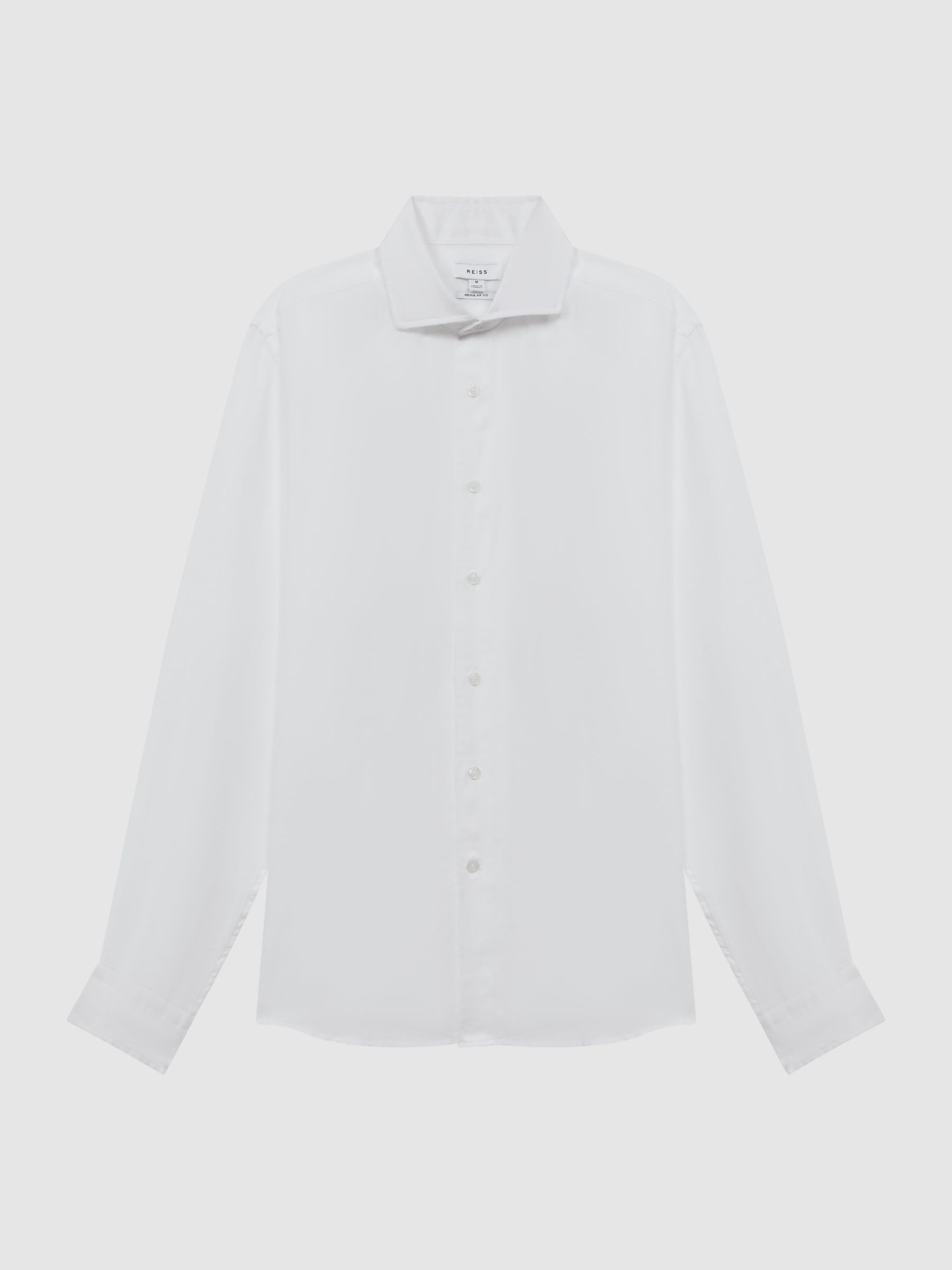 Linen Cutaway Collar Shirt in White - Image 2 of 5