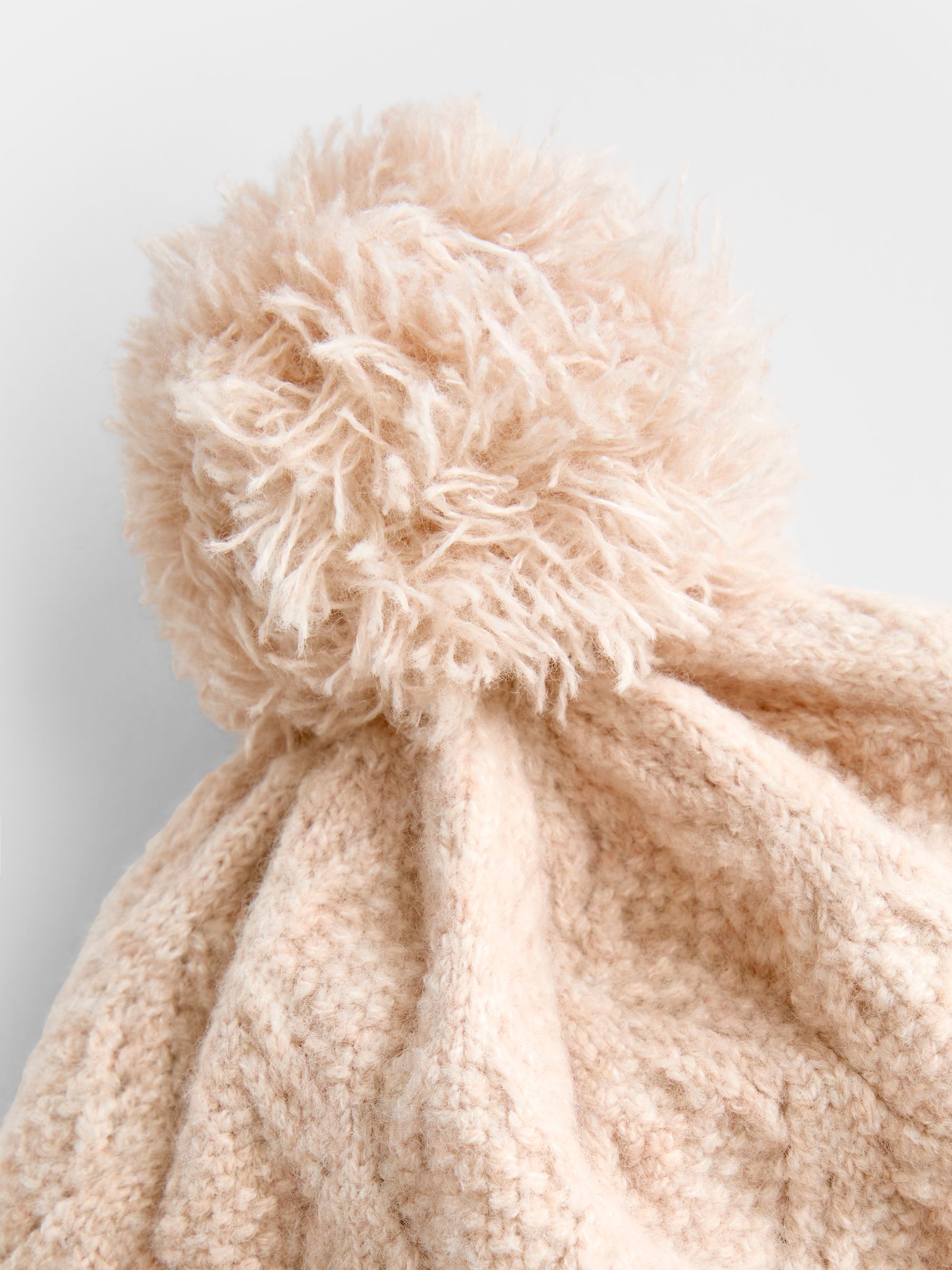 Natural Flower Pom Pom Knitted Hat - Image 3 of 4