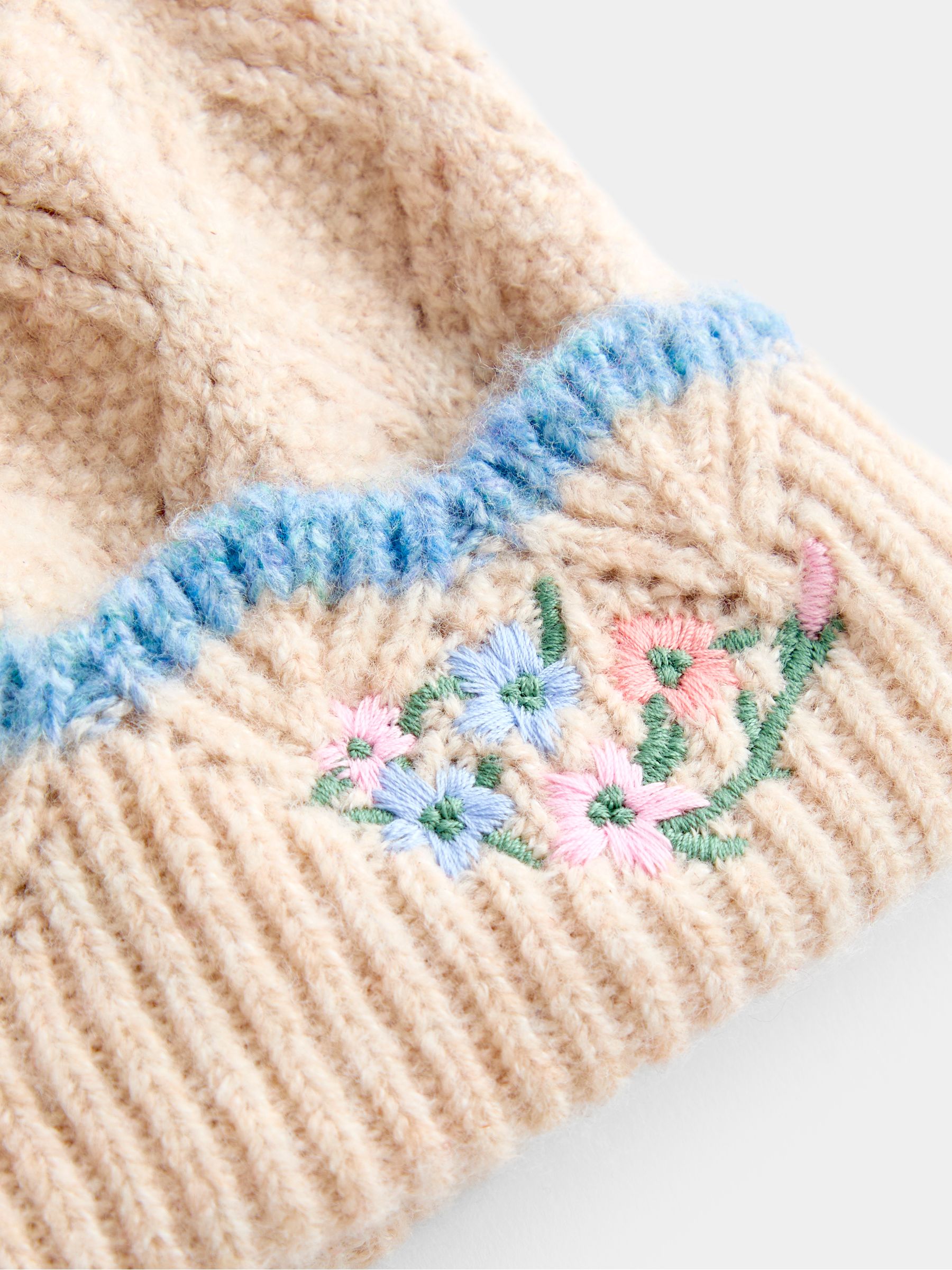 Natural Flower Pom Pom Knitted Hat - Image 4 of 4