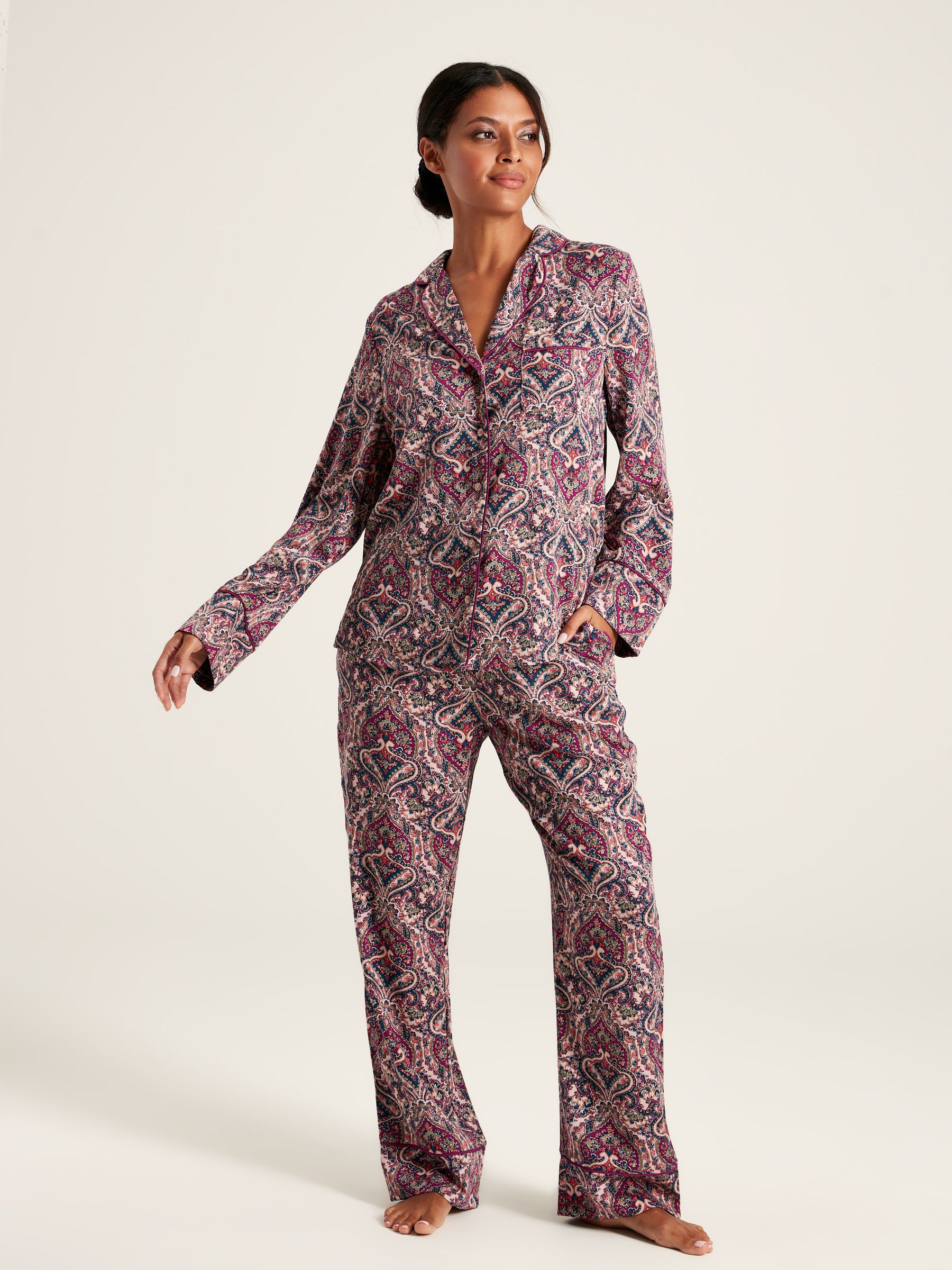 Alma Dark Pink Paisley Pyjama Set - Image 1 of 6