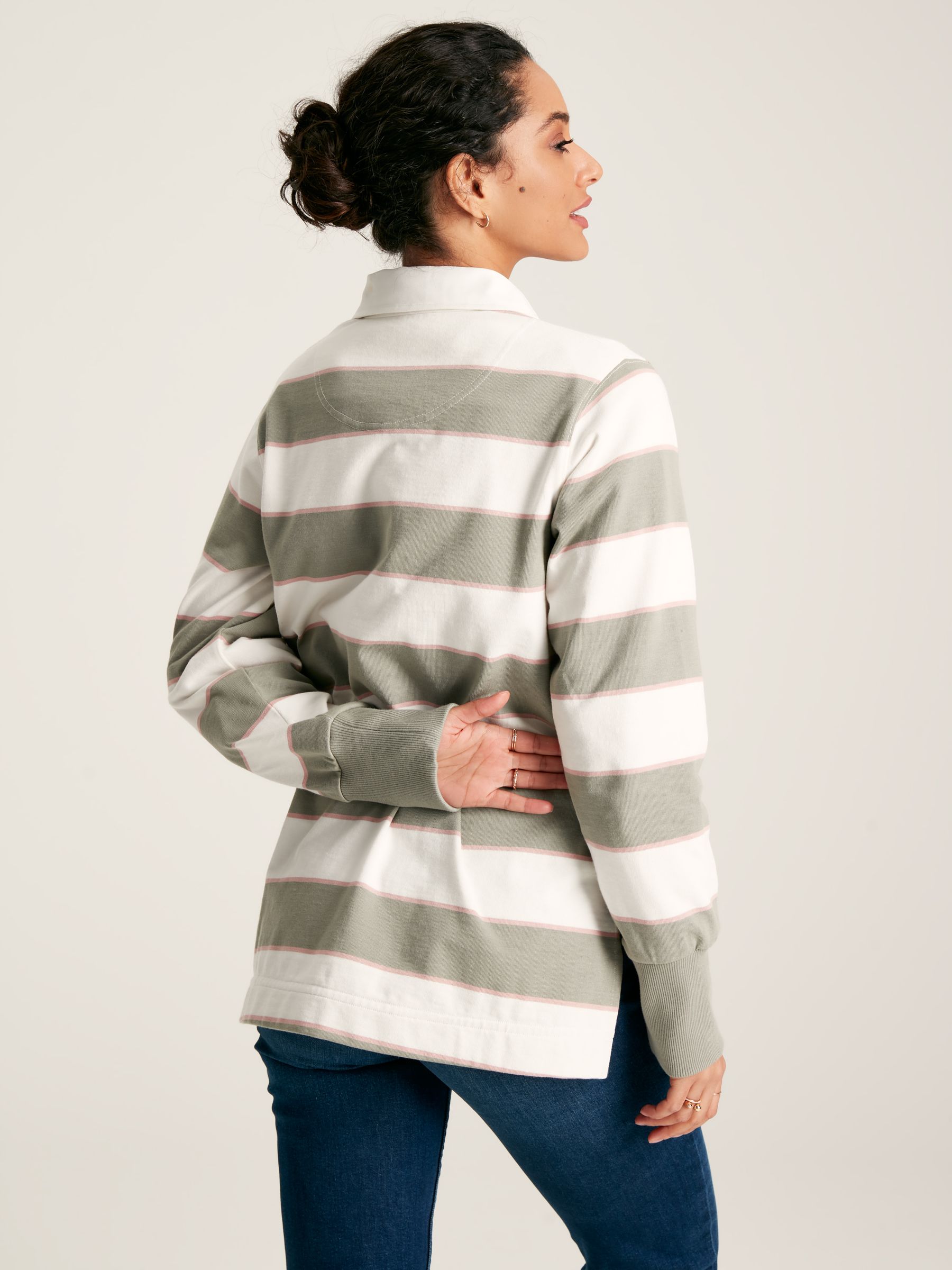 Sammie Green/Ecru Striped Heavyweight Cotton Rugby Shirt - Image 2 of 6