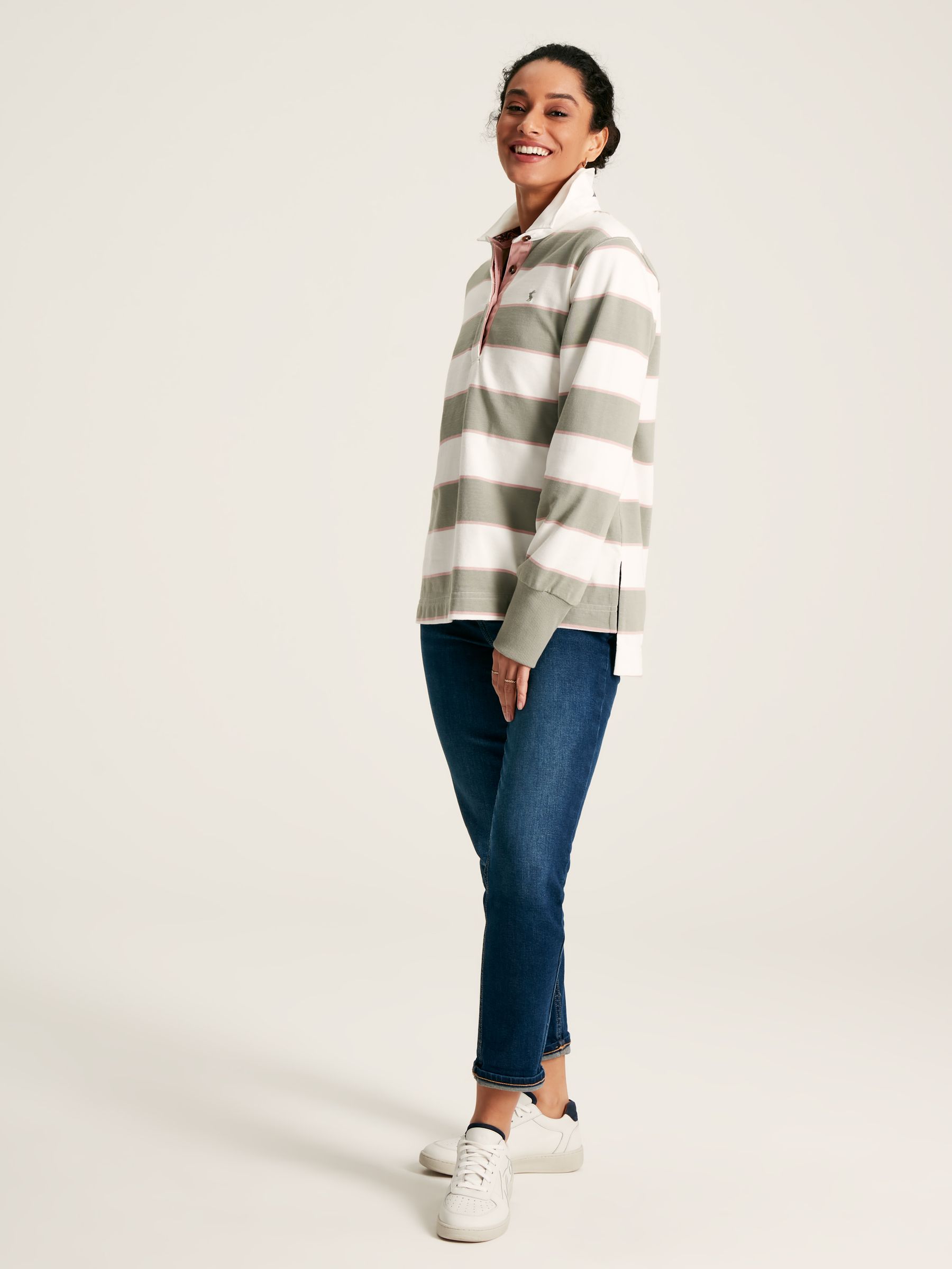 Sammie Green/Ecru Striped Heavyweight Cotton Rugby Shirt - Image 3 of 6