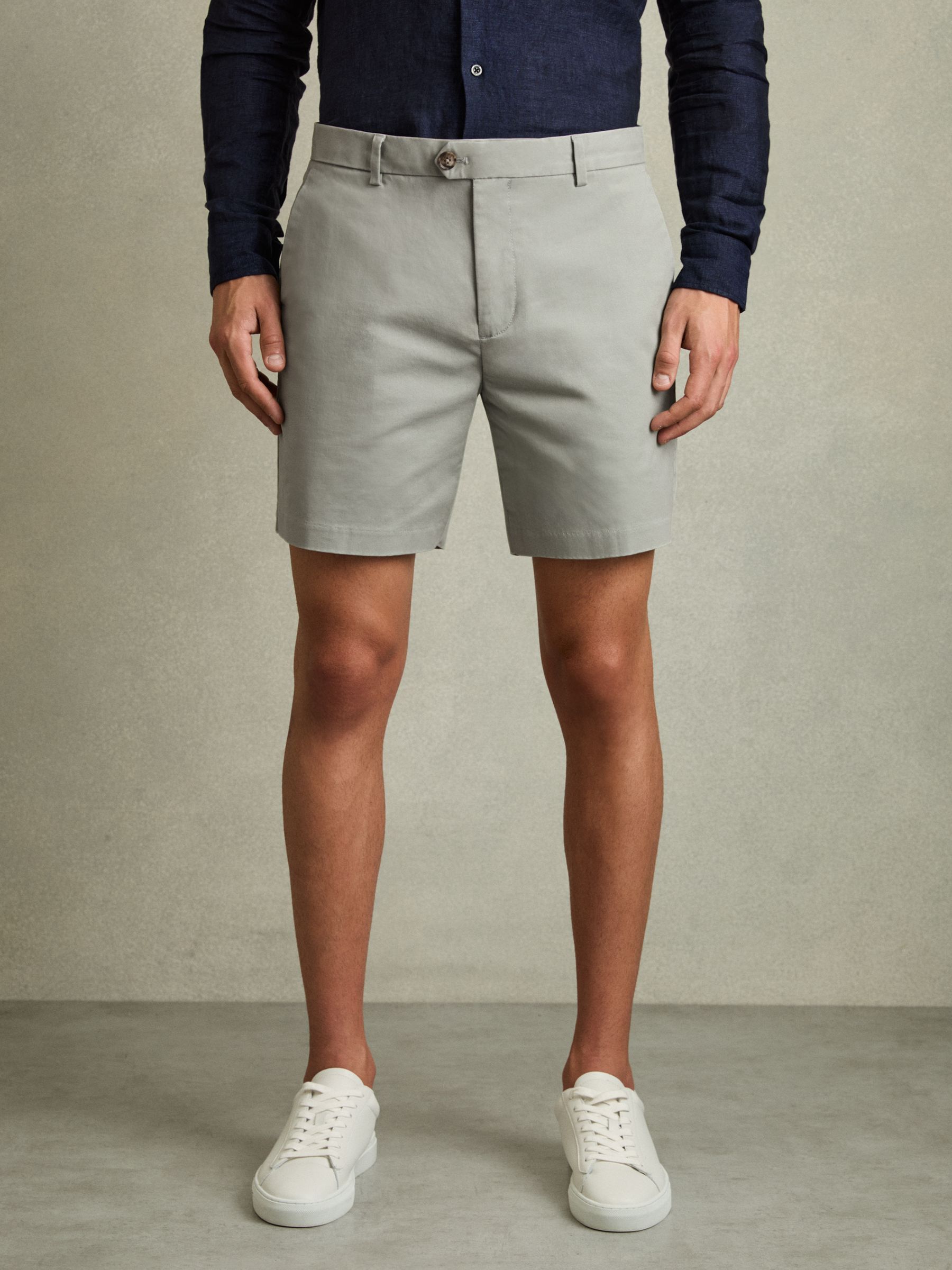 Modern Fit Cotton Blend Chino Shorts in Soft Sage - Image 3 of 5