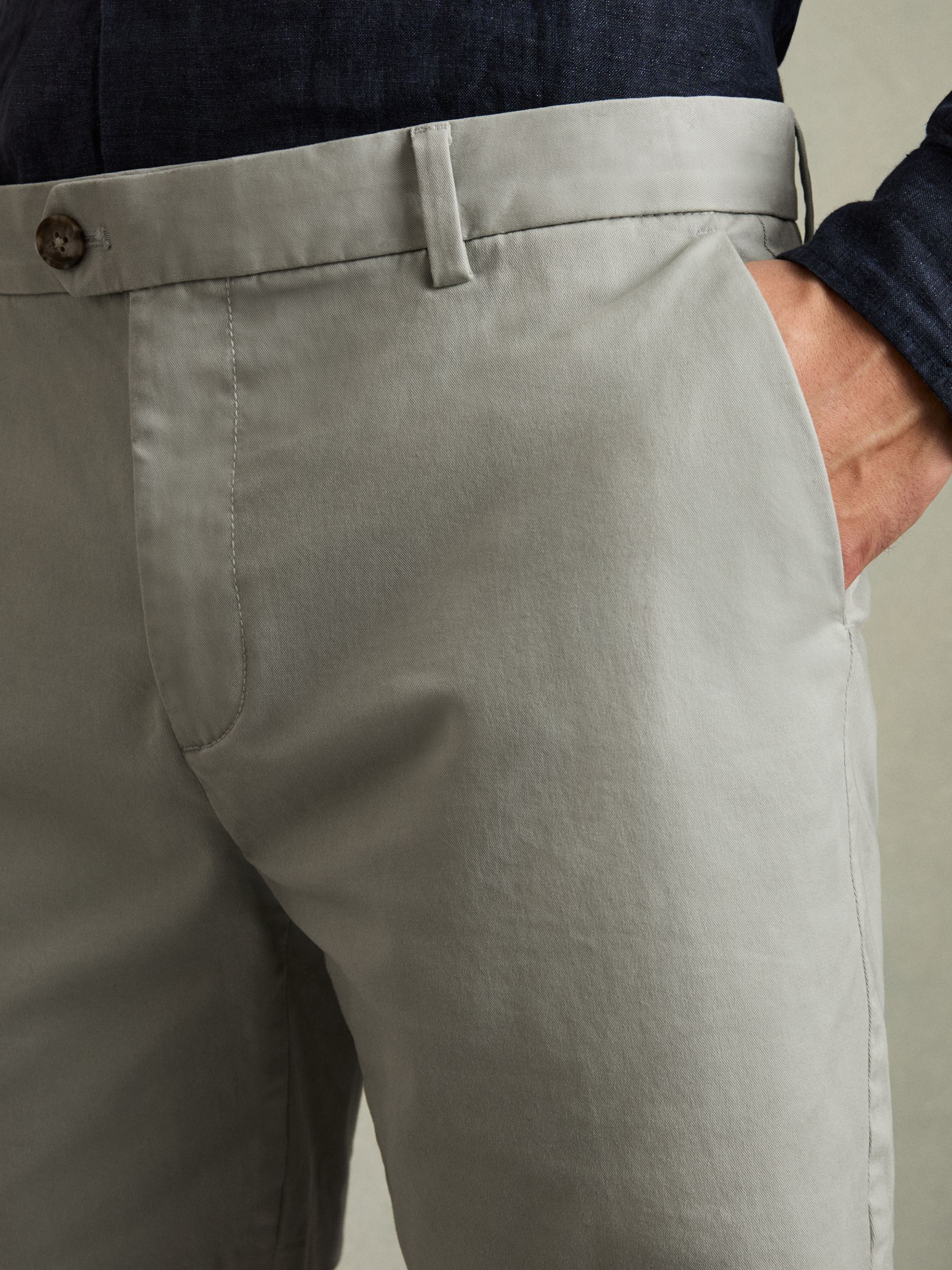 Modern Fit Cotton Blend Chino Shorts in Soft Sage - Image 4 of 5