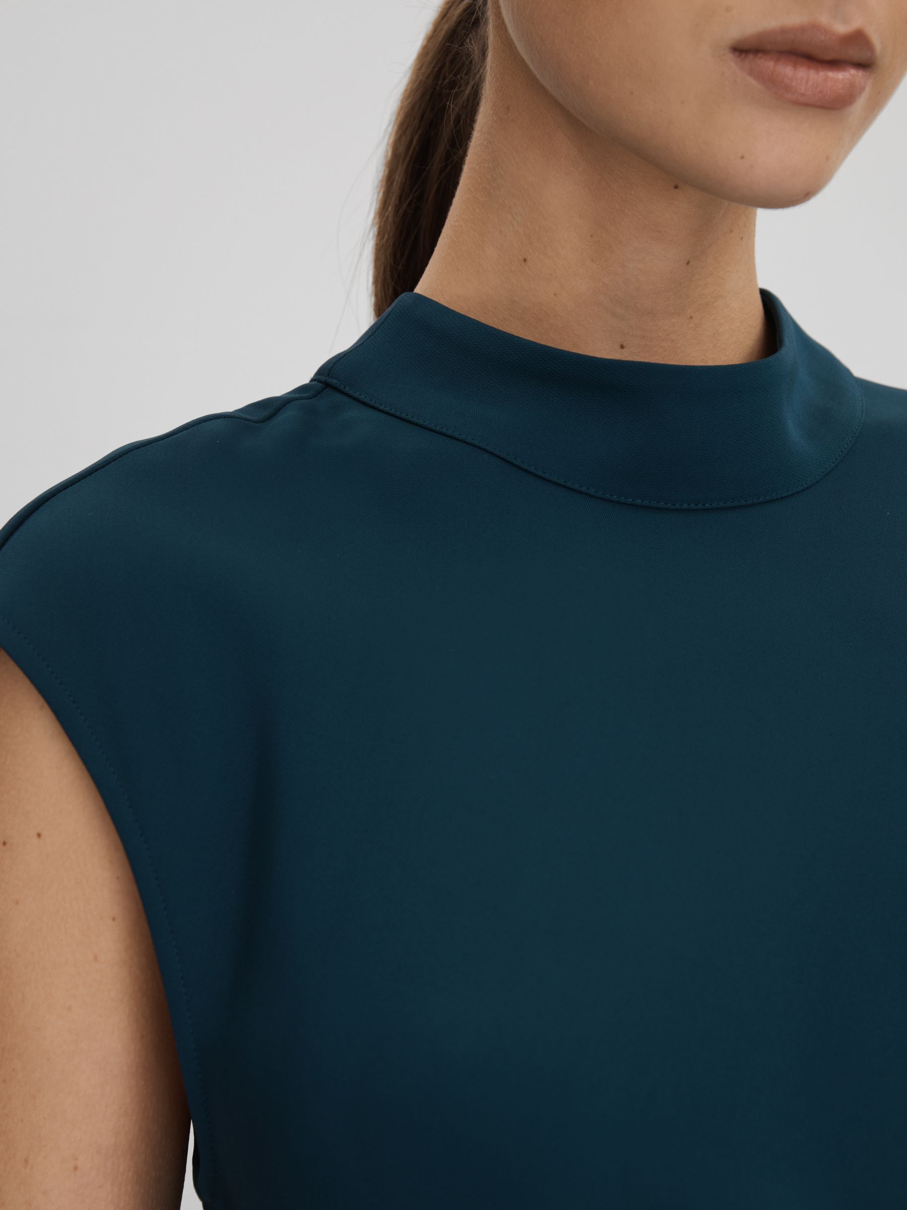 Ruched Midi Dress in Teal - Image 4 of 6