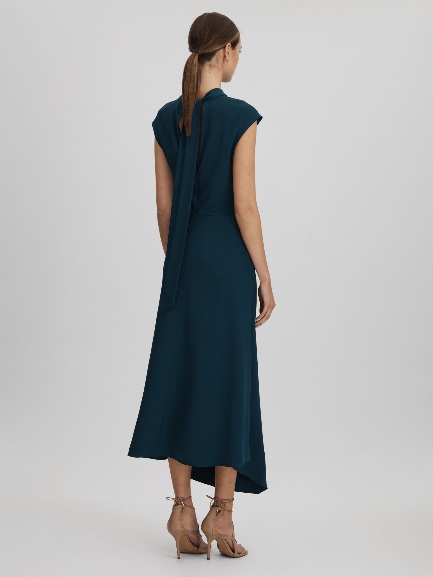 Ruched Midi Dress in Teal - Image 5 of 6