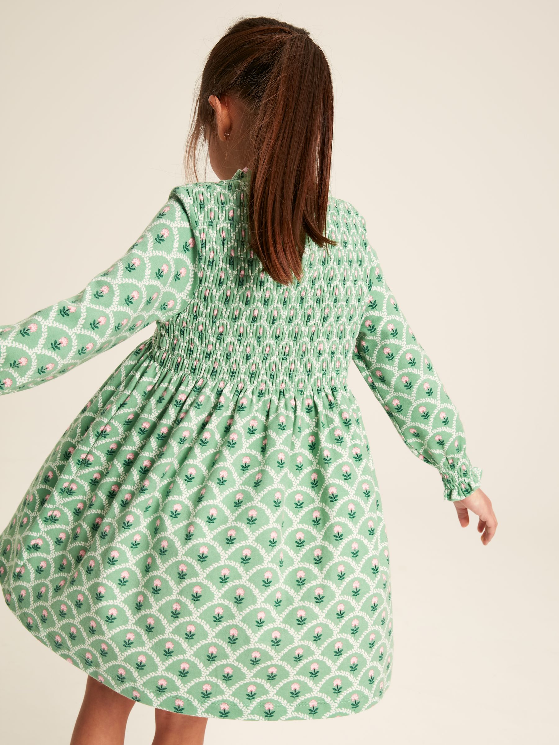 Gracie Green Long Sleeve Shirred Dress - Image 2 of 11