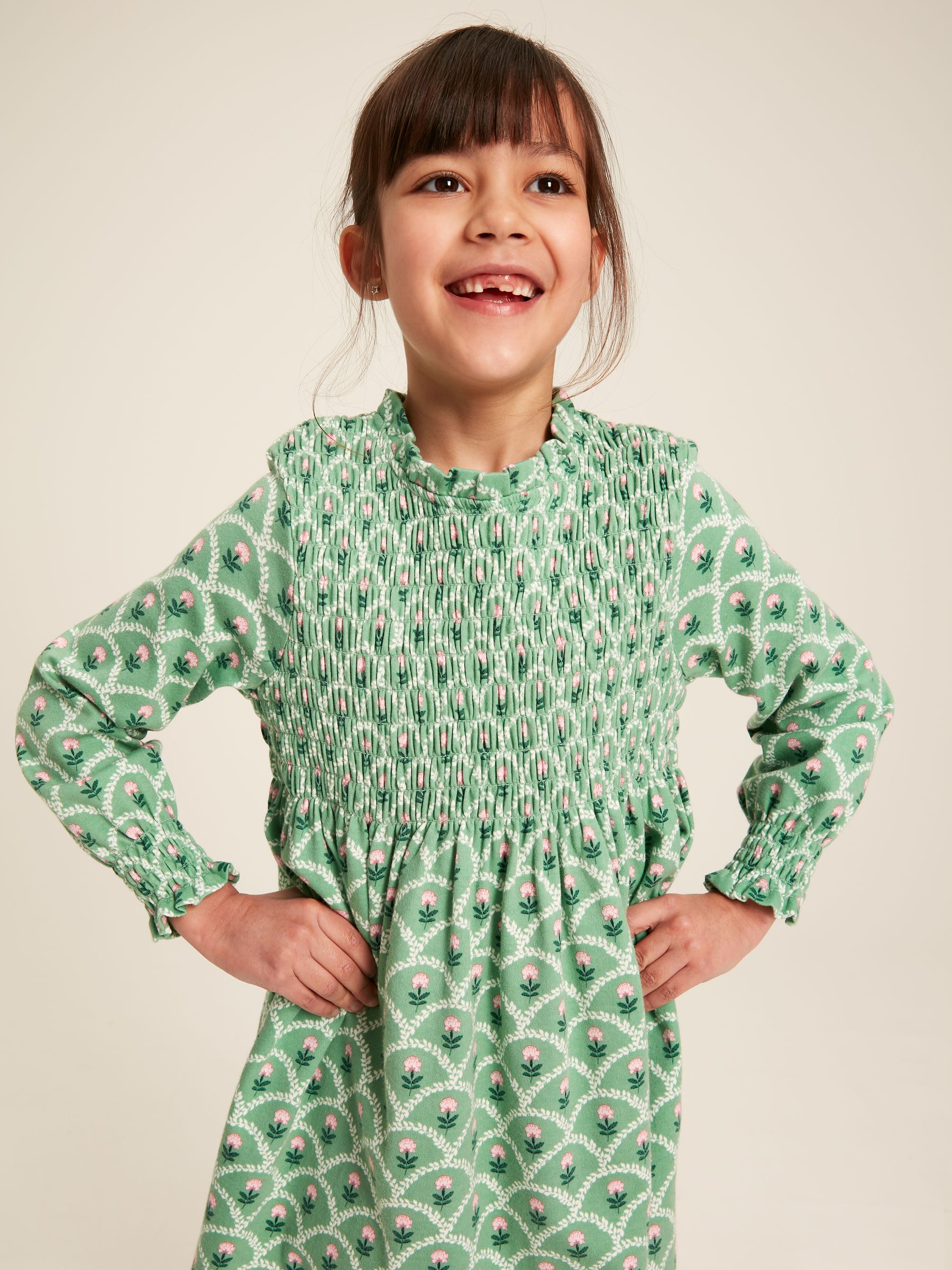 Gracie Green Long Sleeve Shirred Dress - Image 5 of 11