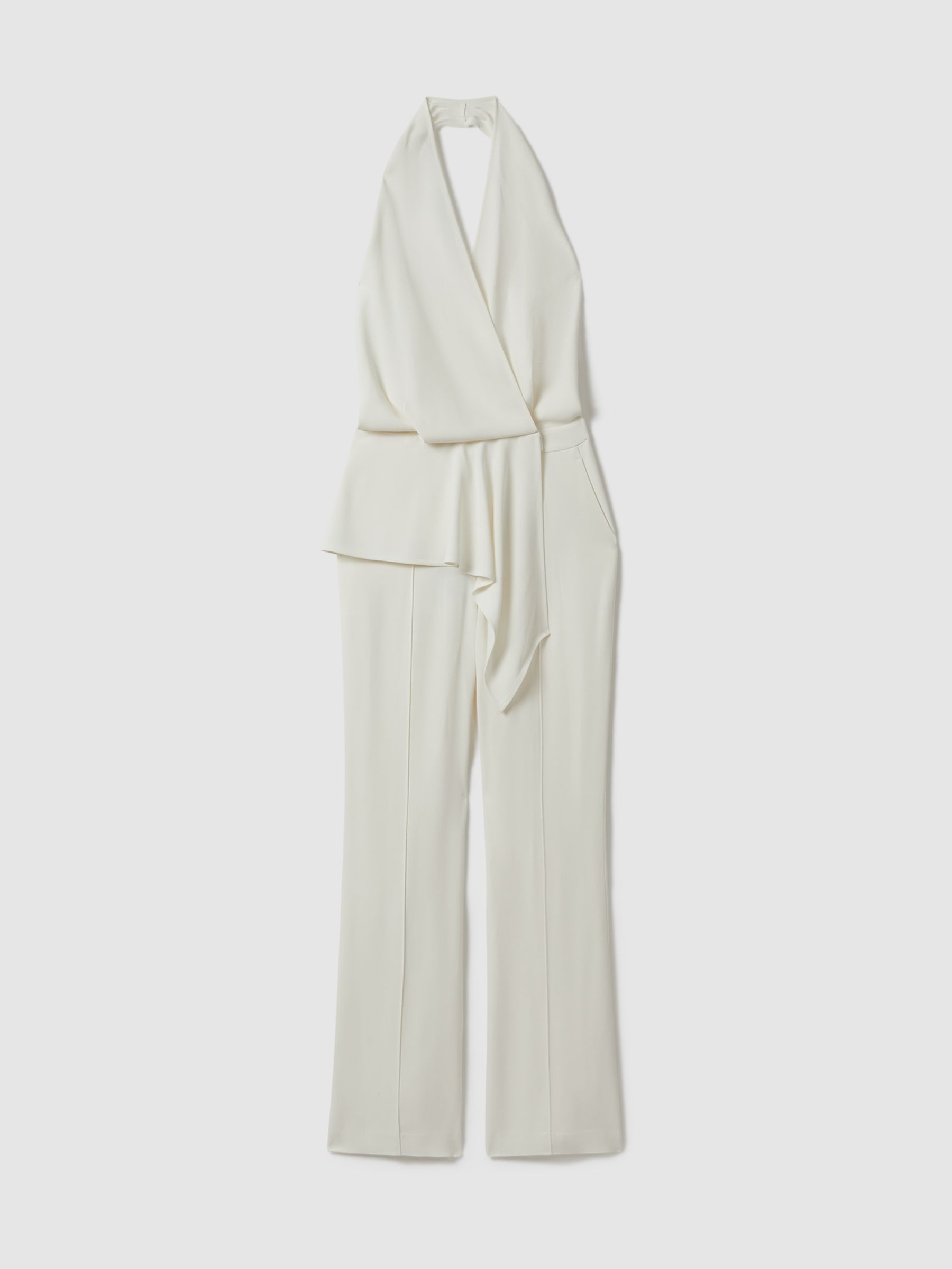 Atelier Drape Front Bridal Jumpsuit in Ivory - Image 2 of 5