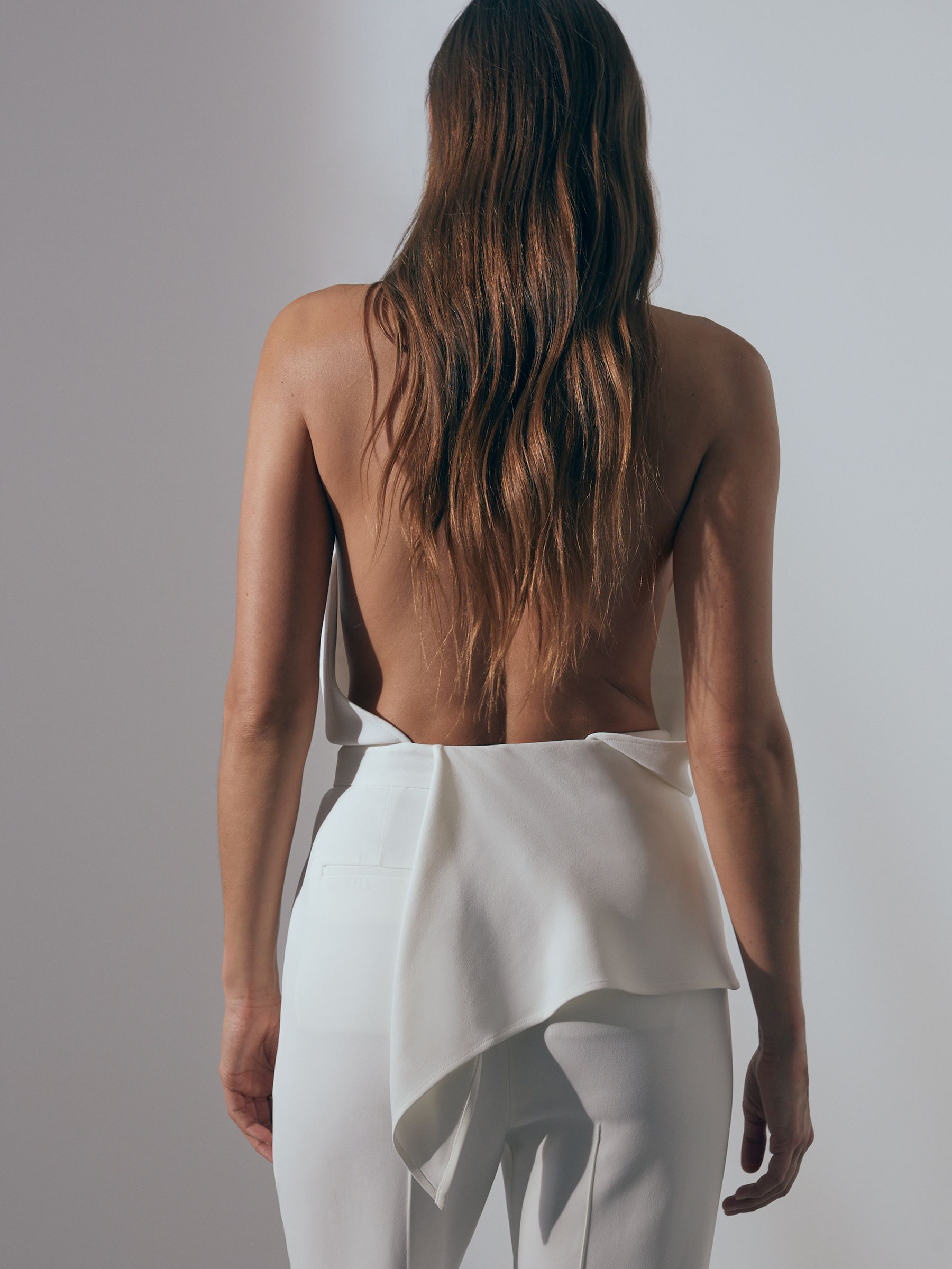 Atelier Drape Front Bridal Jumpsuit in Ivory - Image 4 of 5