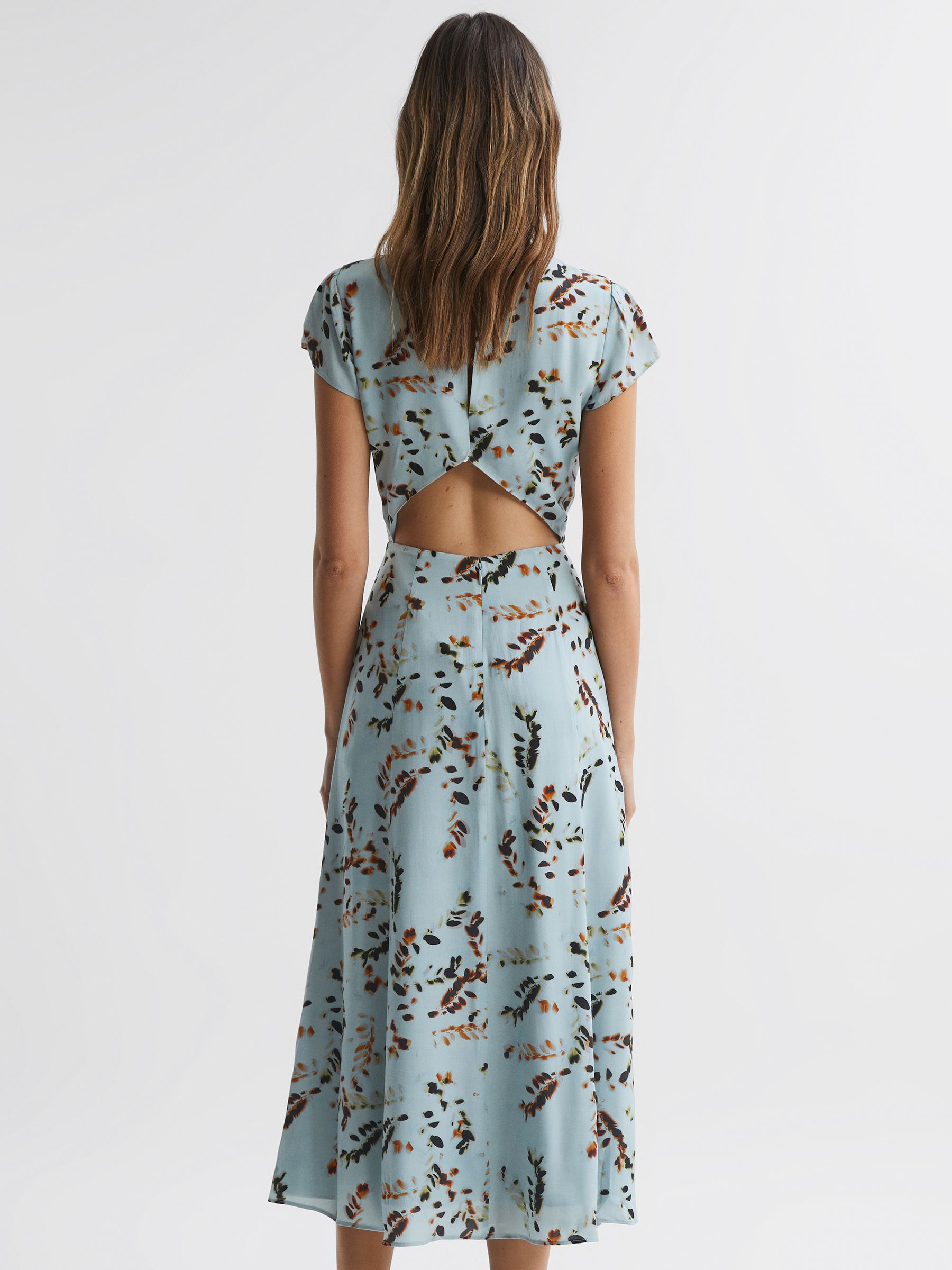 Floral Cut-Out Back Midi Dress in Sage - Image 5 of 5