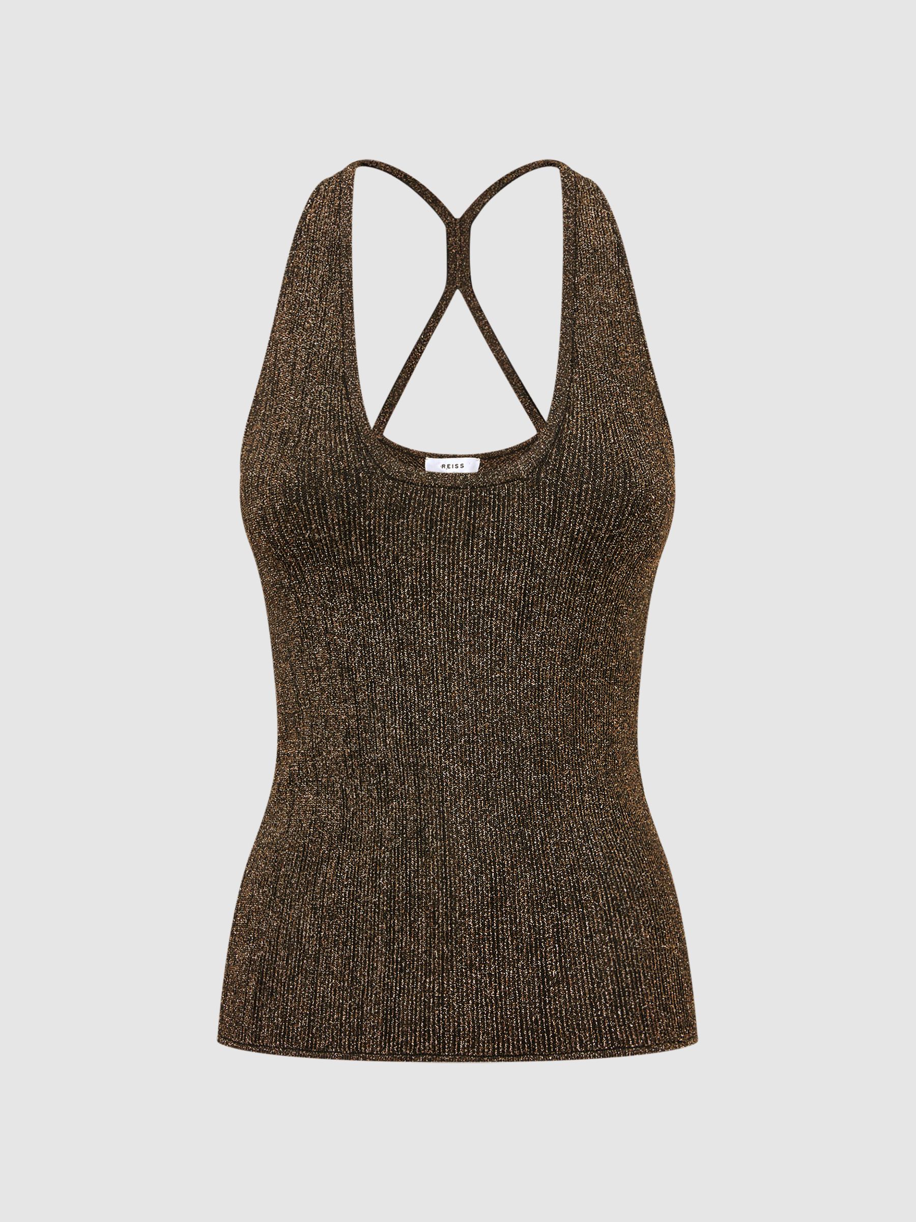 Metallic Racerback Vest in Bronze - Image 2 of 6