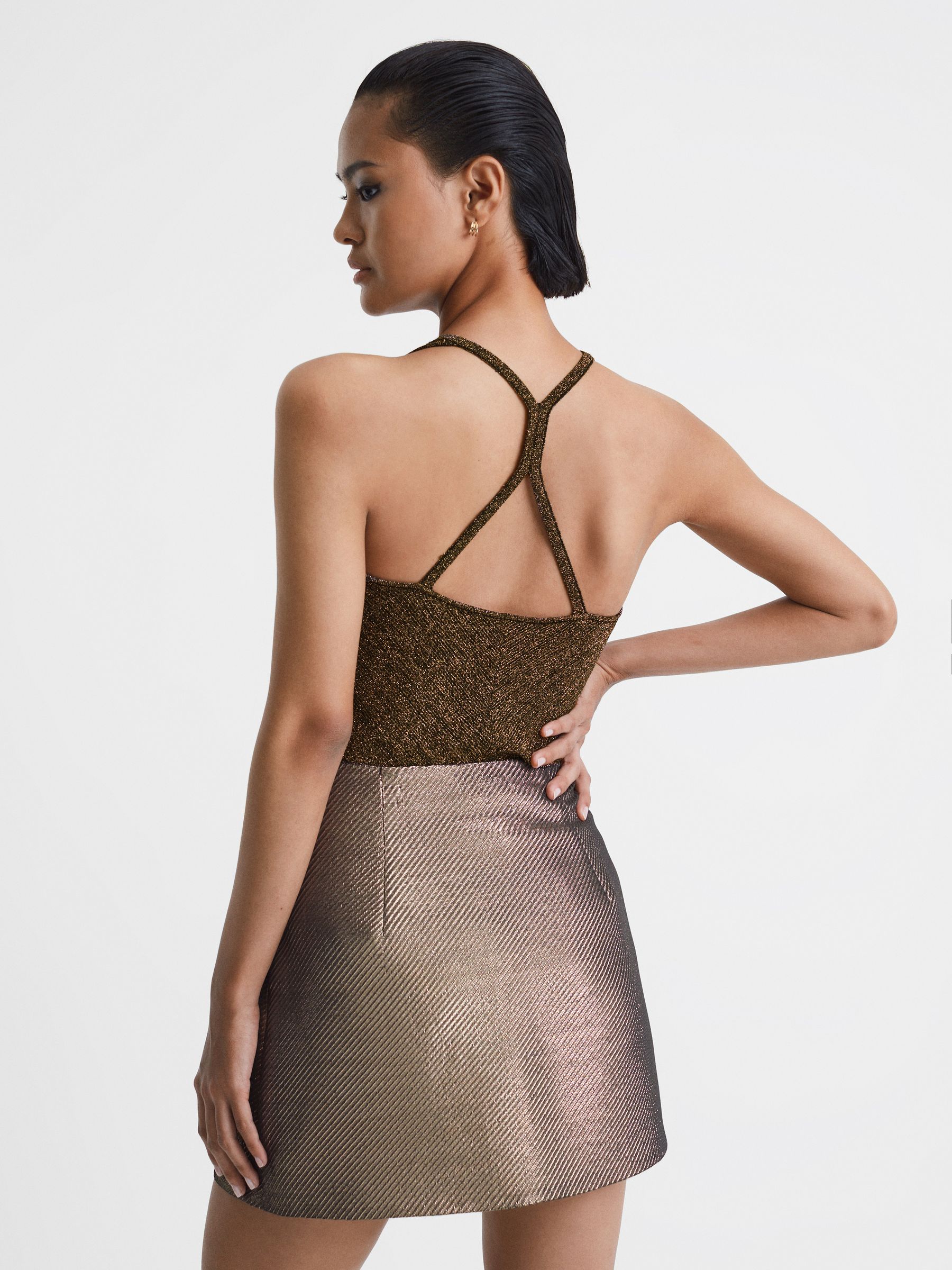 Metallic Racerback Vest in Bronze - Image 5 of 6