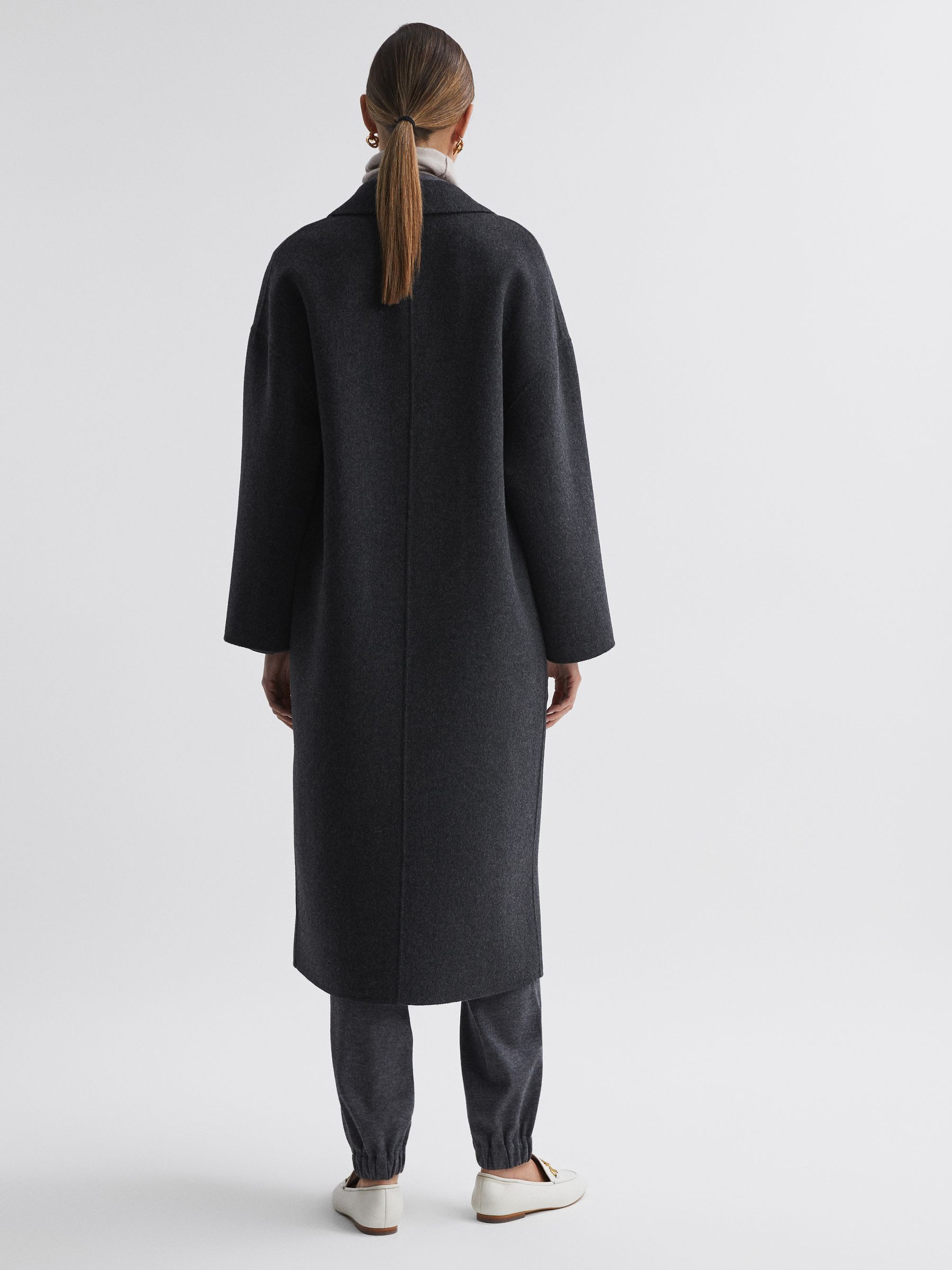 Relaxed Wool Blend Double Breasted Coat in Charcoal - Image 6 of 7