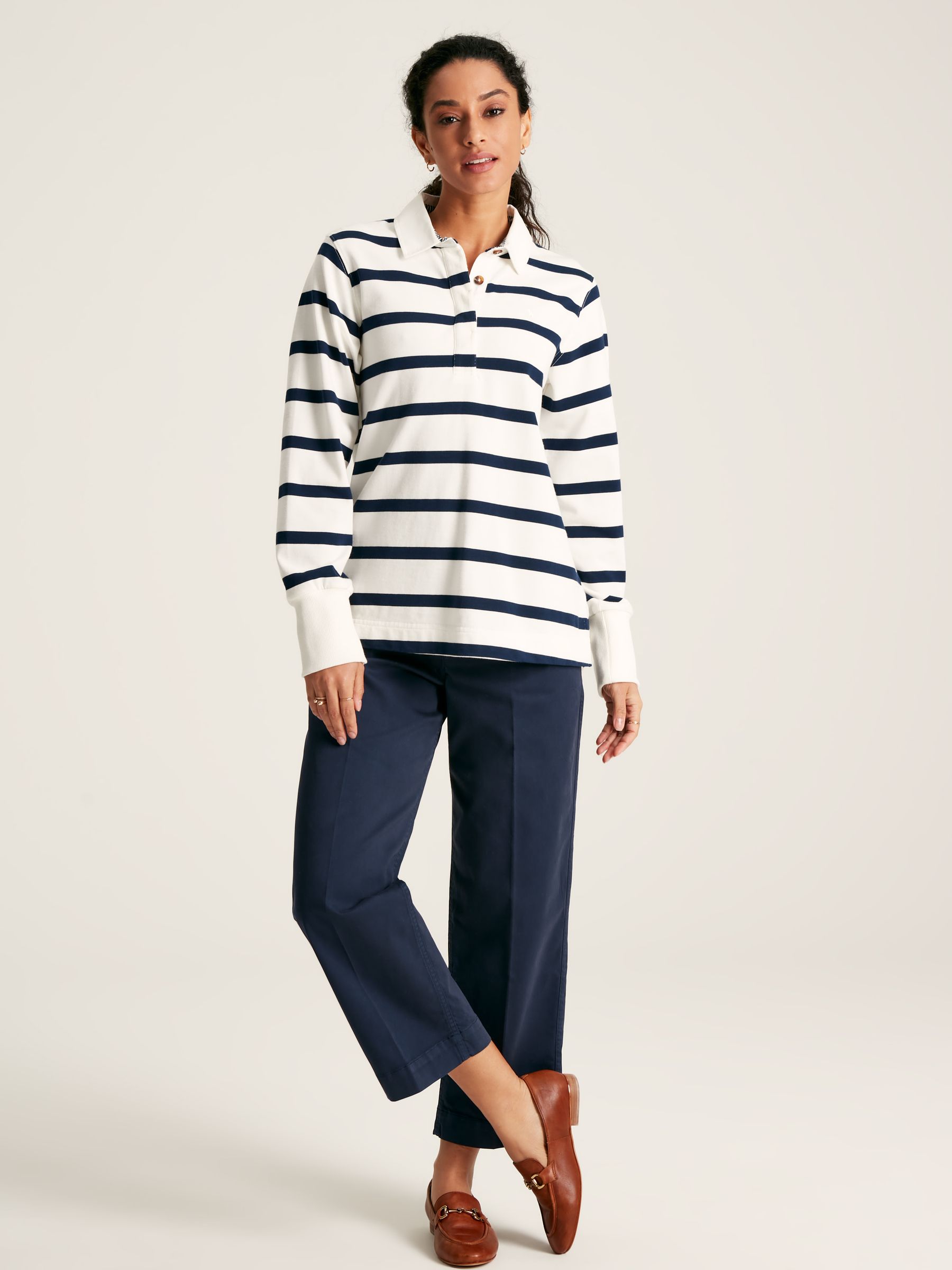 Sammie Cream/Navy Striped Heavyweight Cotton Rugby Shirt - Image 3 of 7