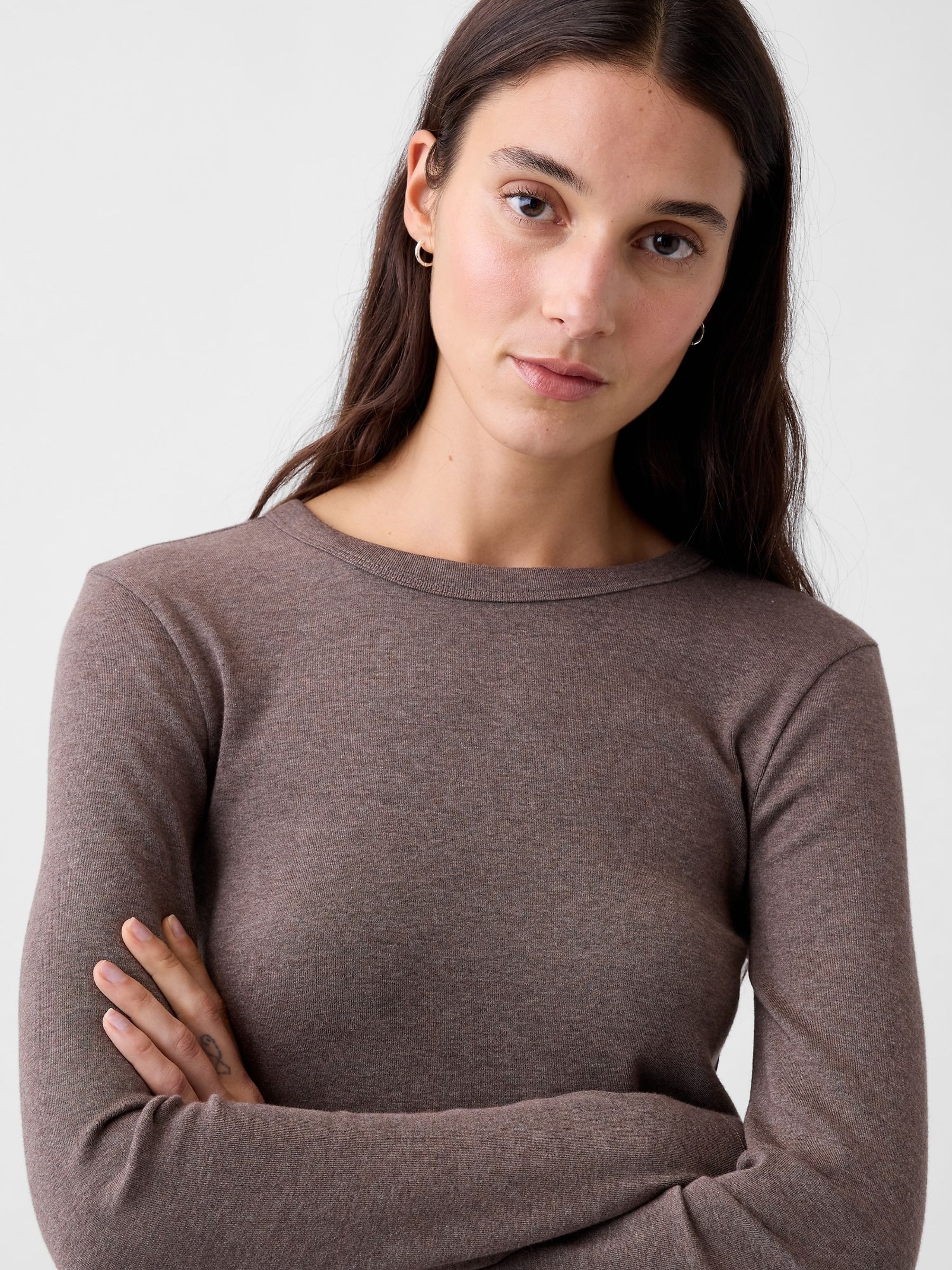 Cool Brown Modern Long Sleeve T-Shirt - Image 3 of 4