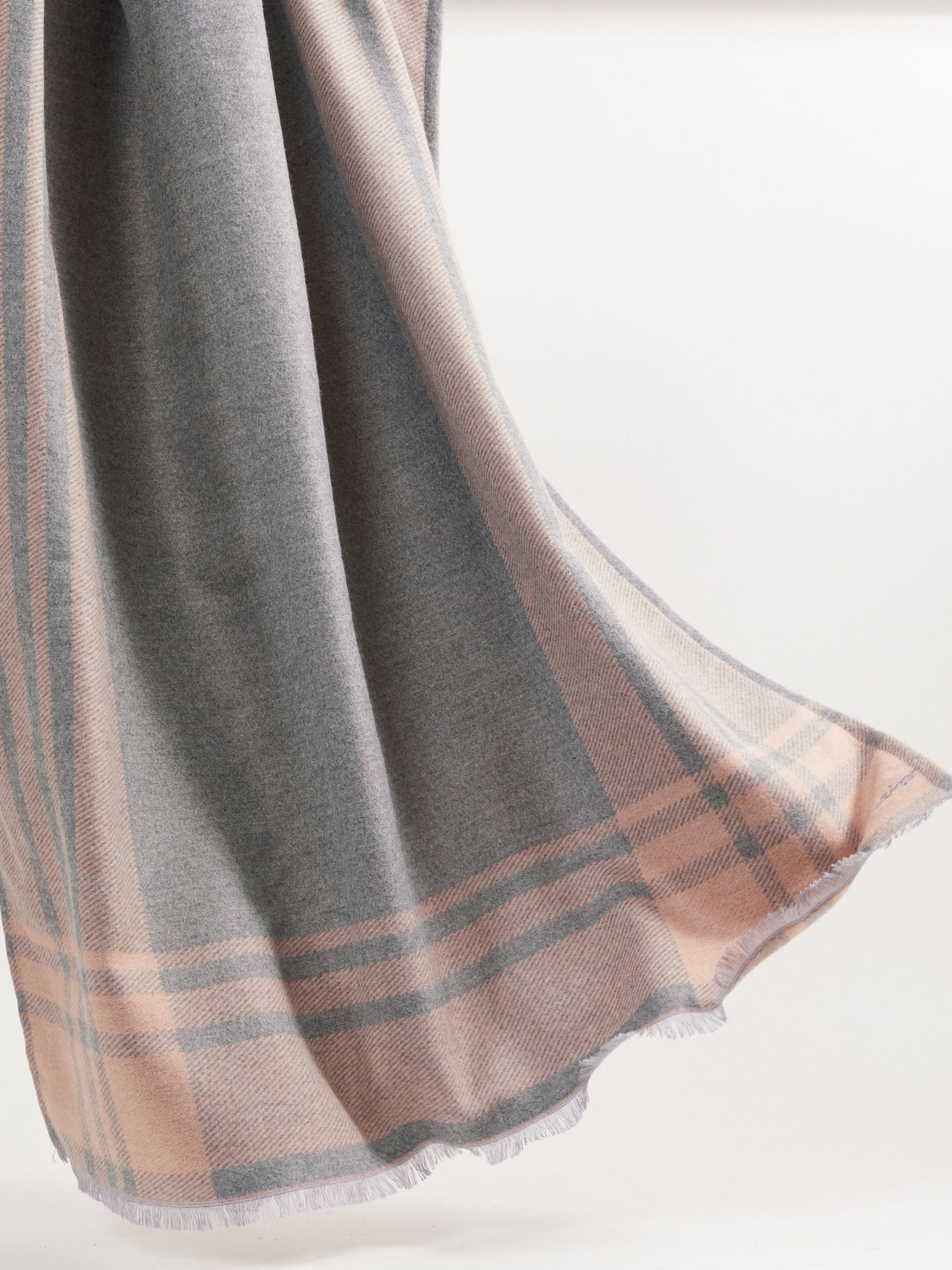 Checked Embroidered Scarf in Pink/Grey - Image 4 of 4