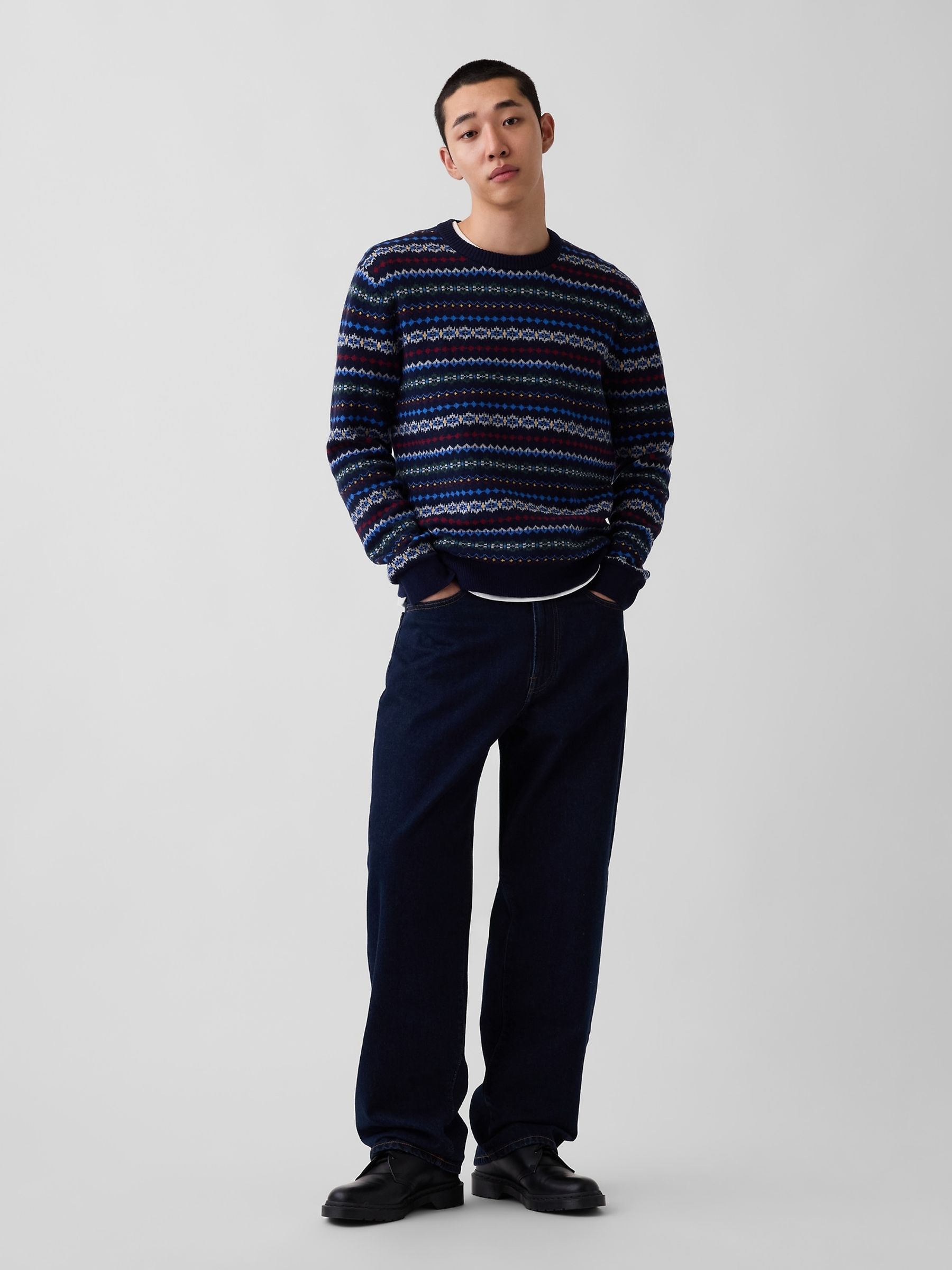 Blue Fair Isle CashSoft Crew Jumper - Image 3 of 4