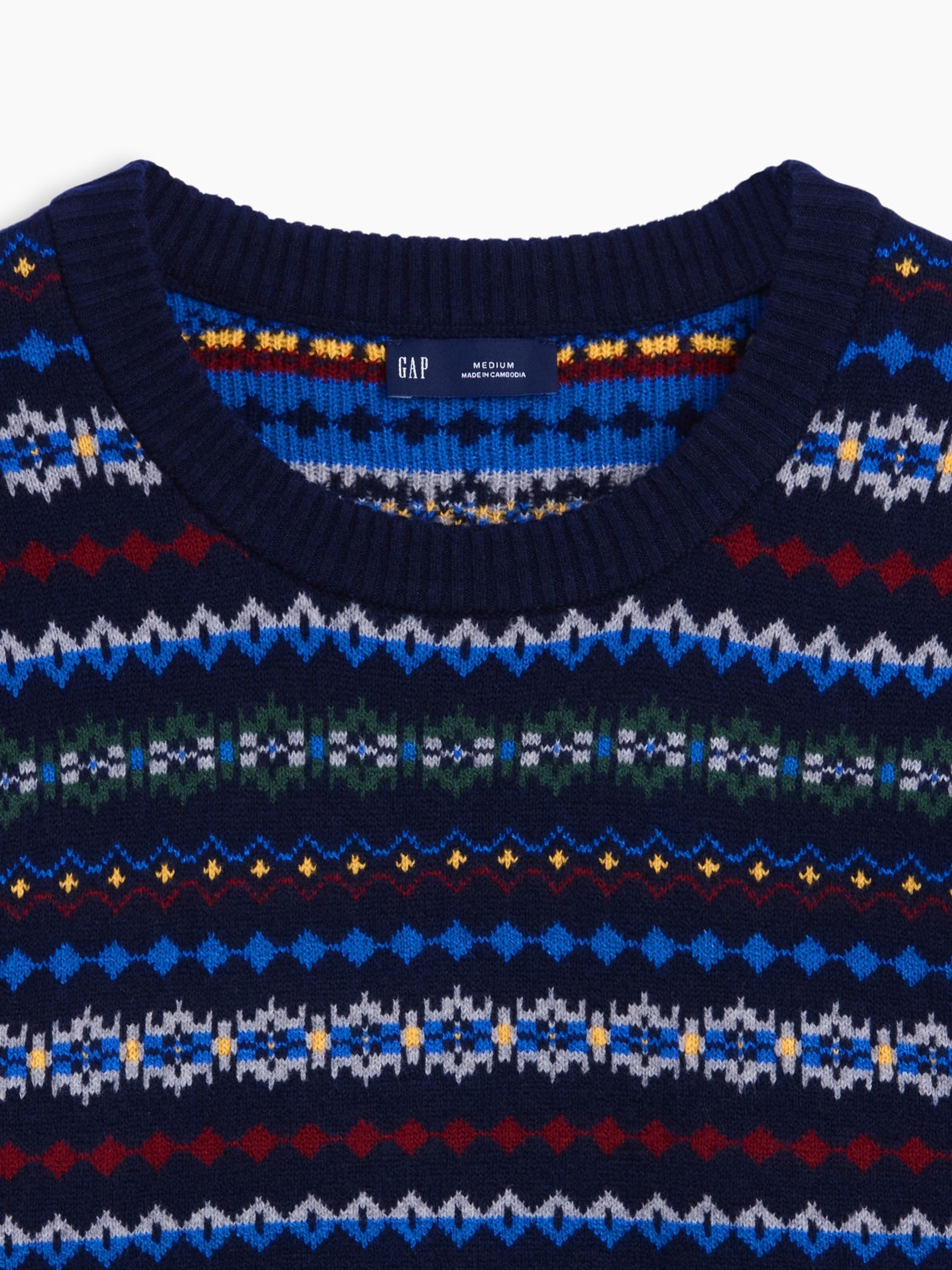 Blue Fair Isle CashSoft Crew Jumper - Image 4 of 4
