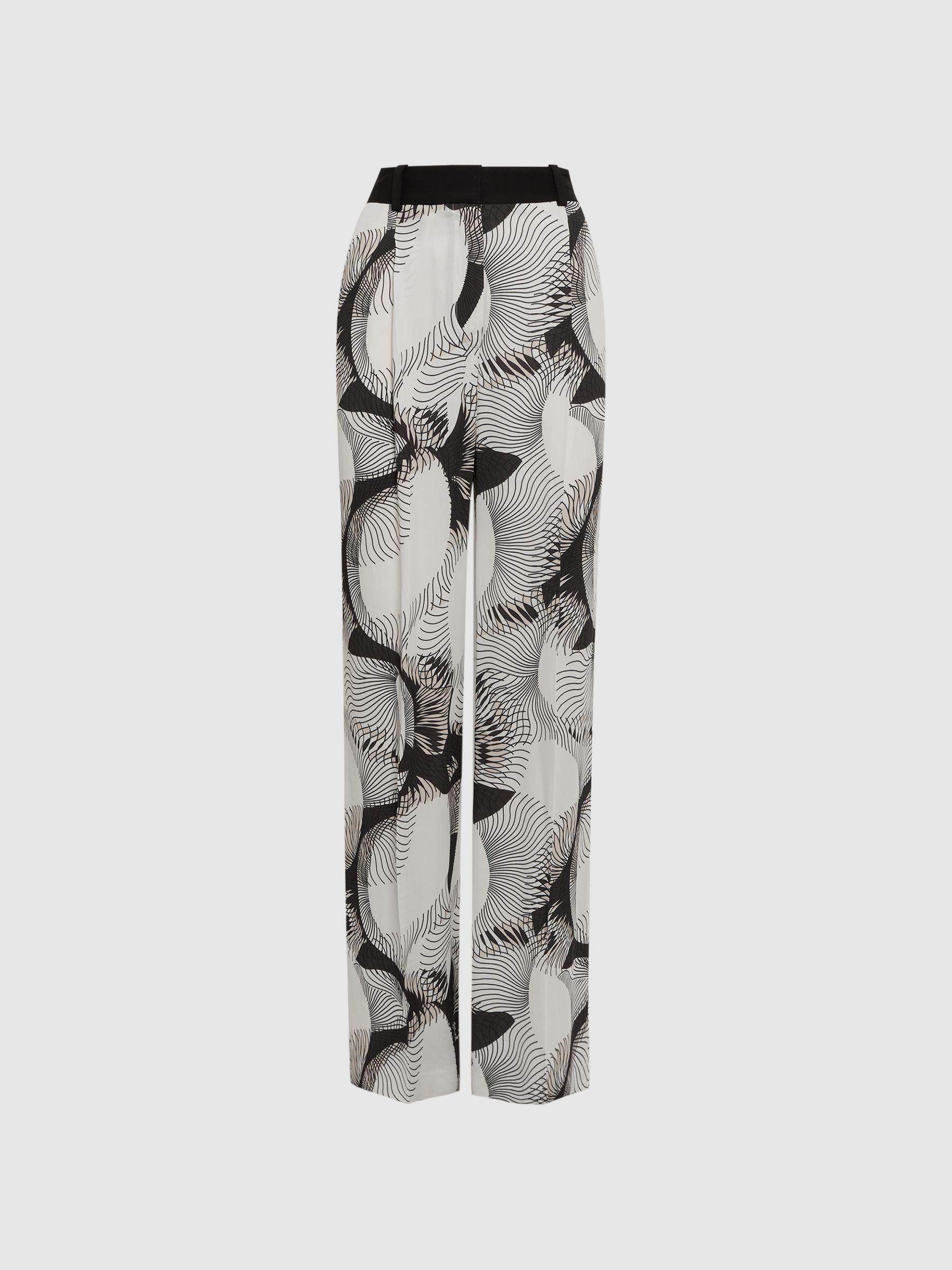 Wide Leg Abstract Print Co-Ord Trousers in Black/White - Image 2 of 4