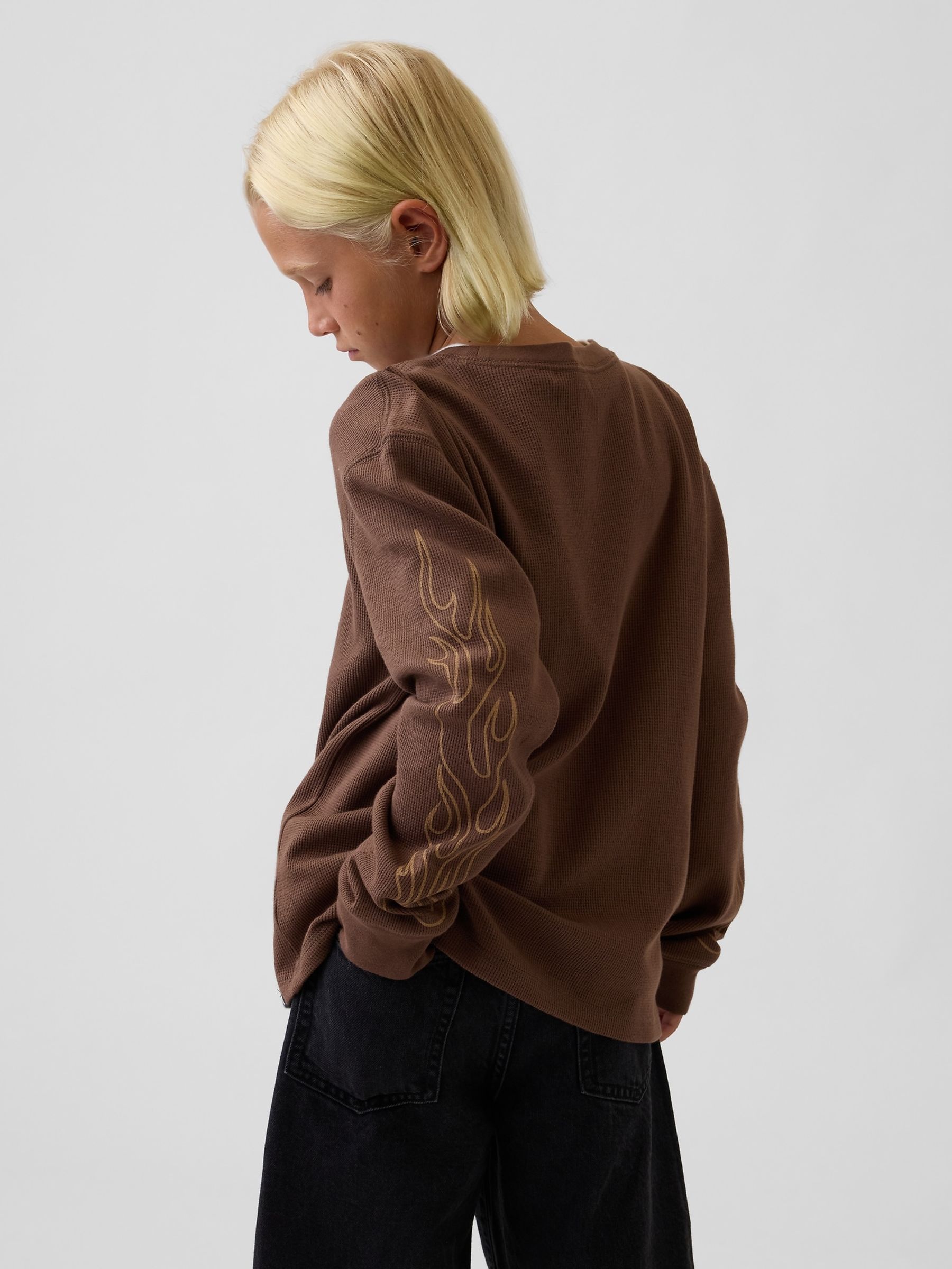 Brown Waffle Long Sleeve T-Shirt - Image 2 of 5