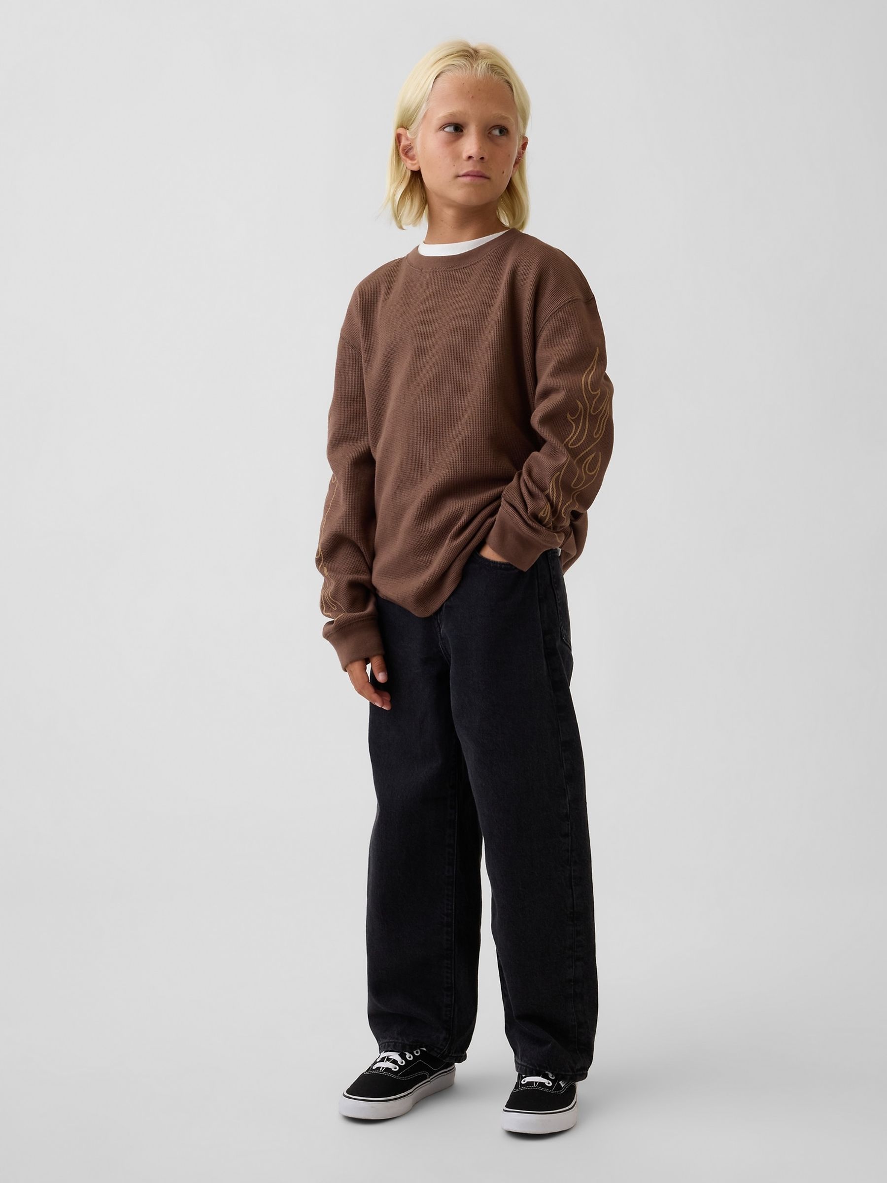 Brown Waffle Long Sleeve T-Shirt - Image 3 of 5