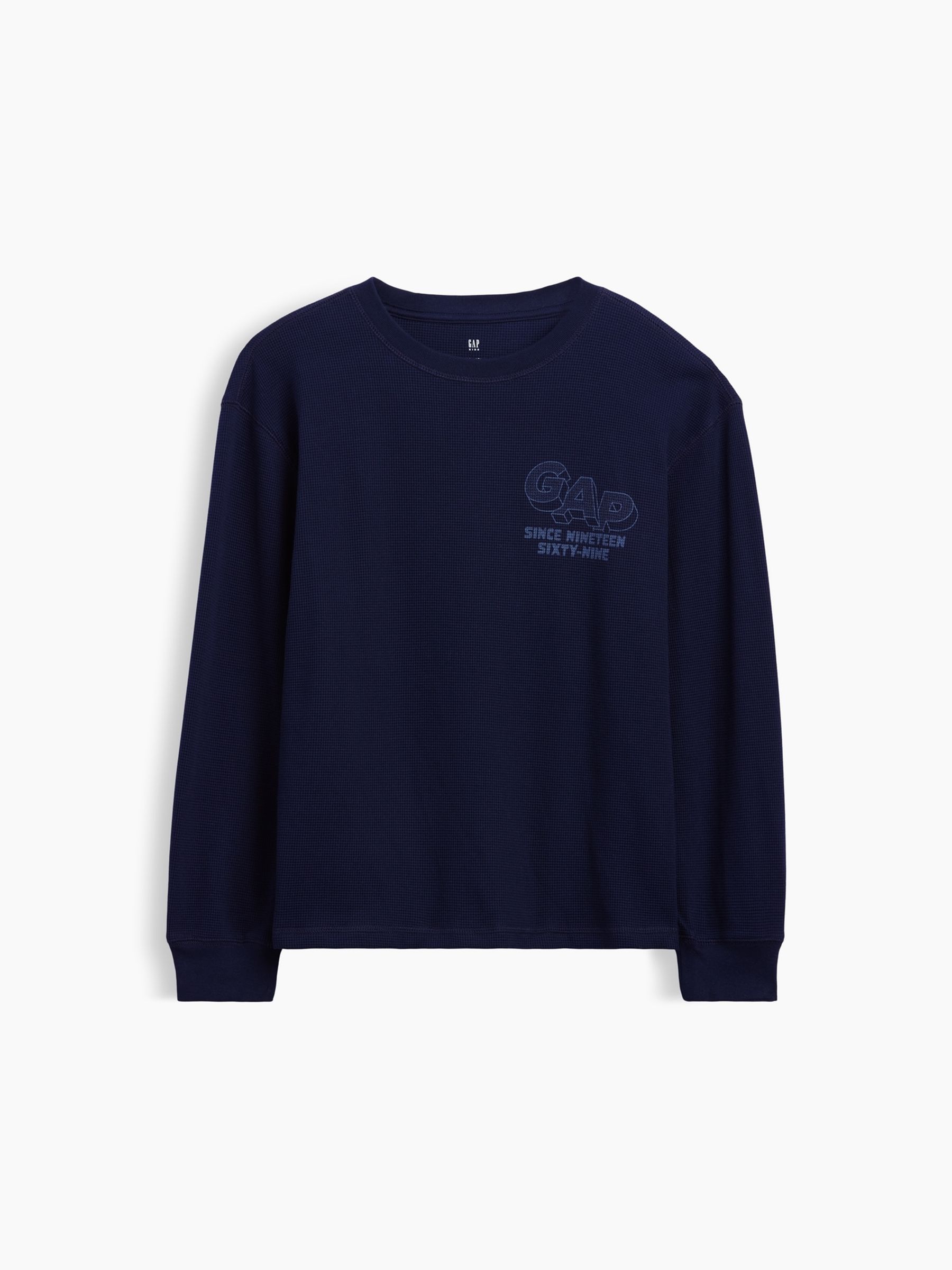 Navy Waffle Long Sleeve T-Shirt - Image 4 of 5