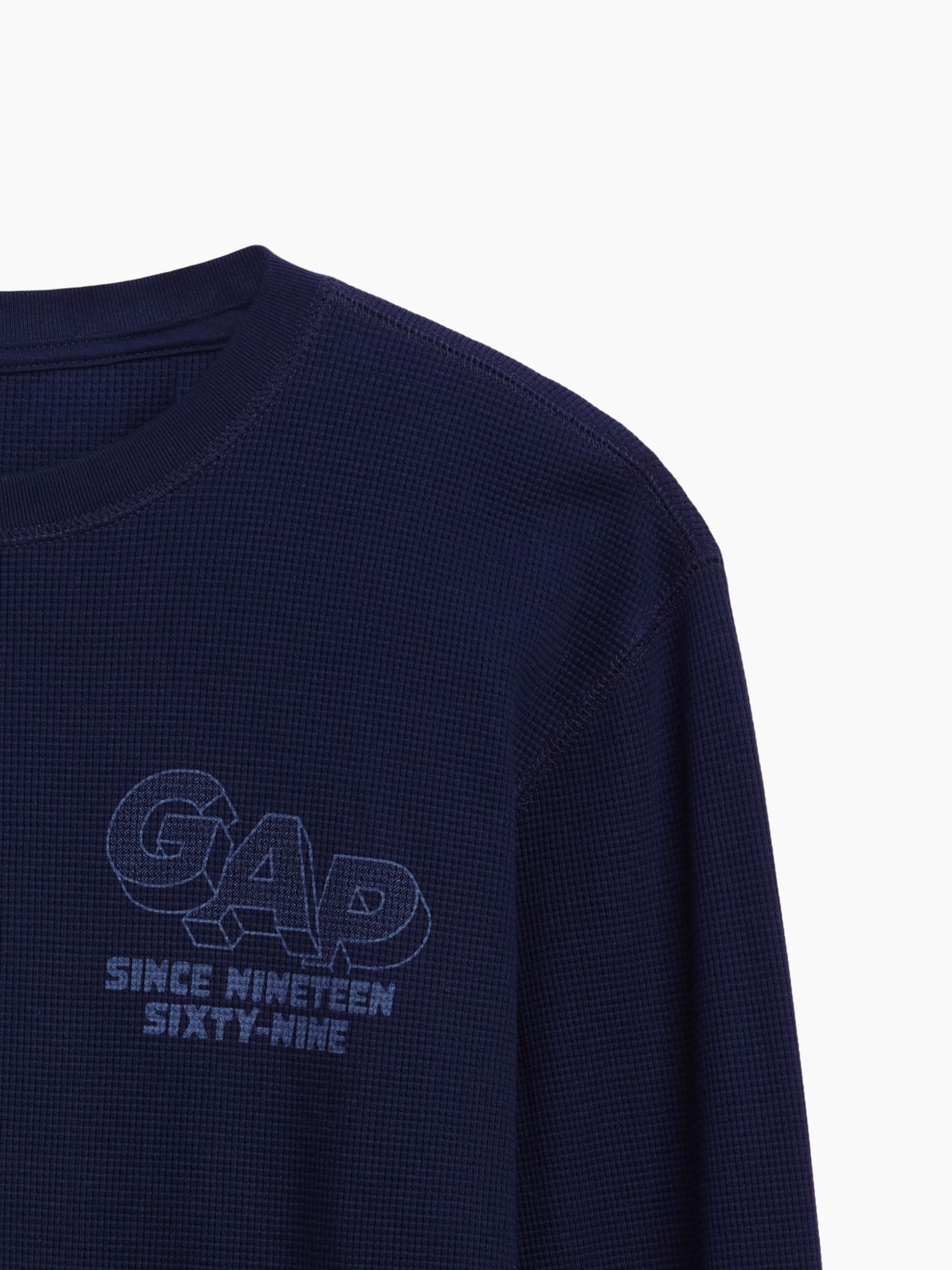 Navy Waffle Long Sleeve T-Shirt - Image 5 of 5