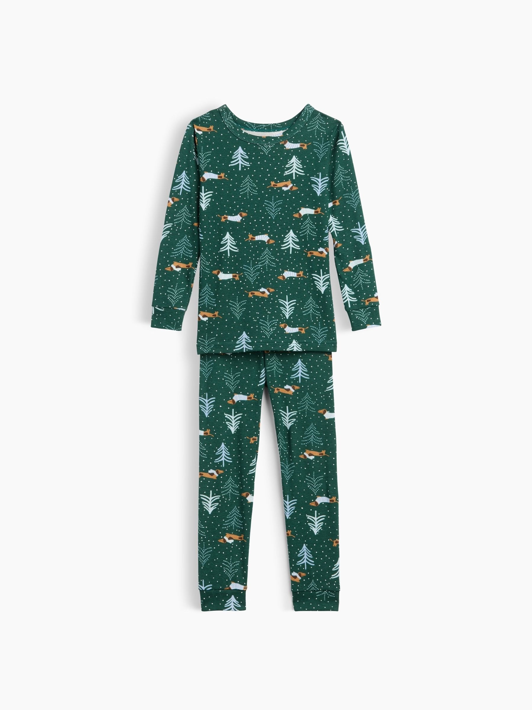Green Christmas Dog Print Pyjamas Set - Image 3 of 4