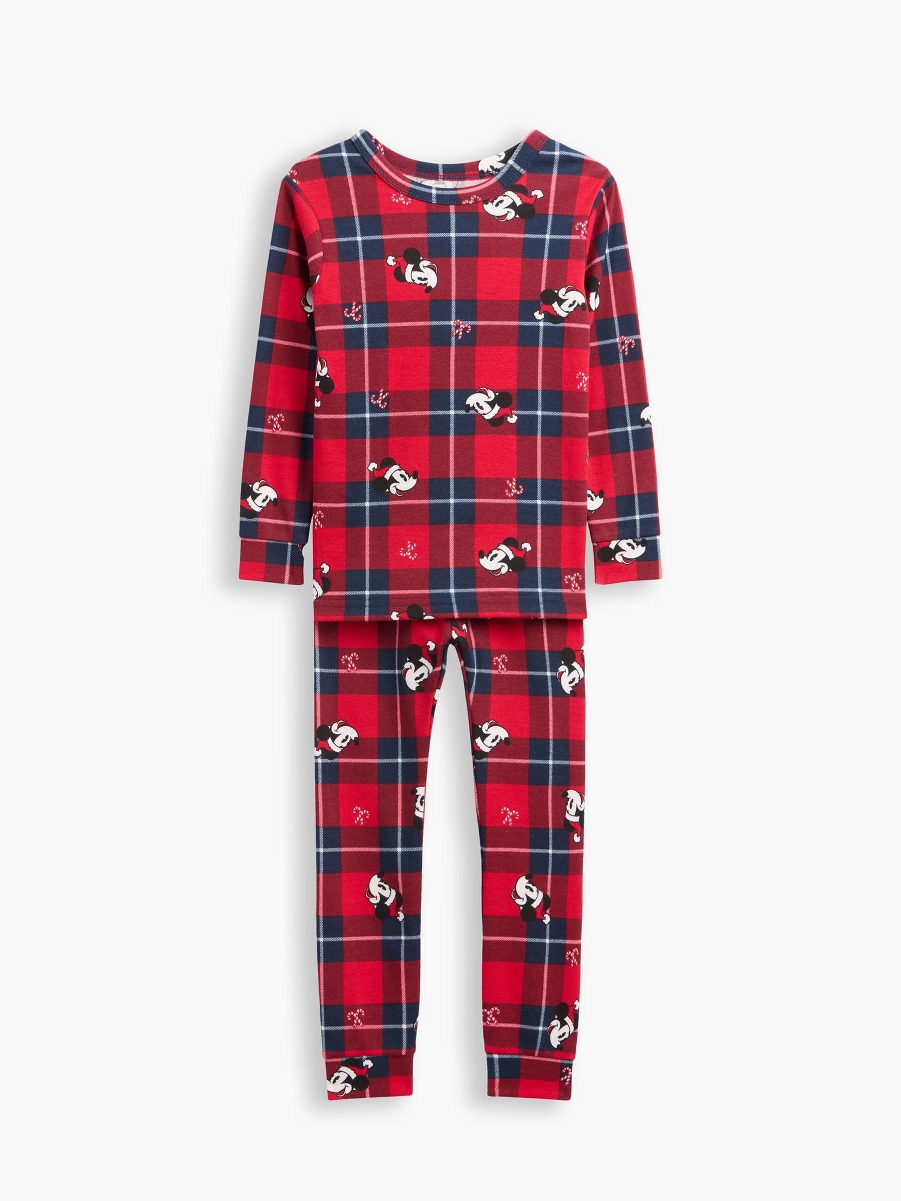 Red & Navy Check Disney Mickey Mouse Print Pyjamas Set - Image 3 of 5