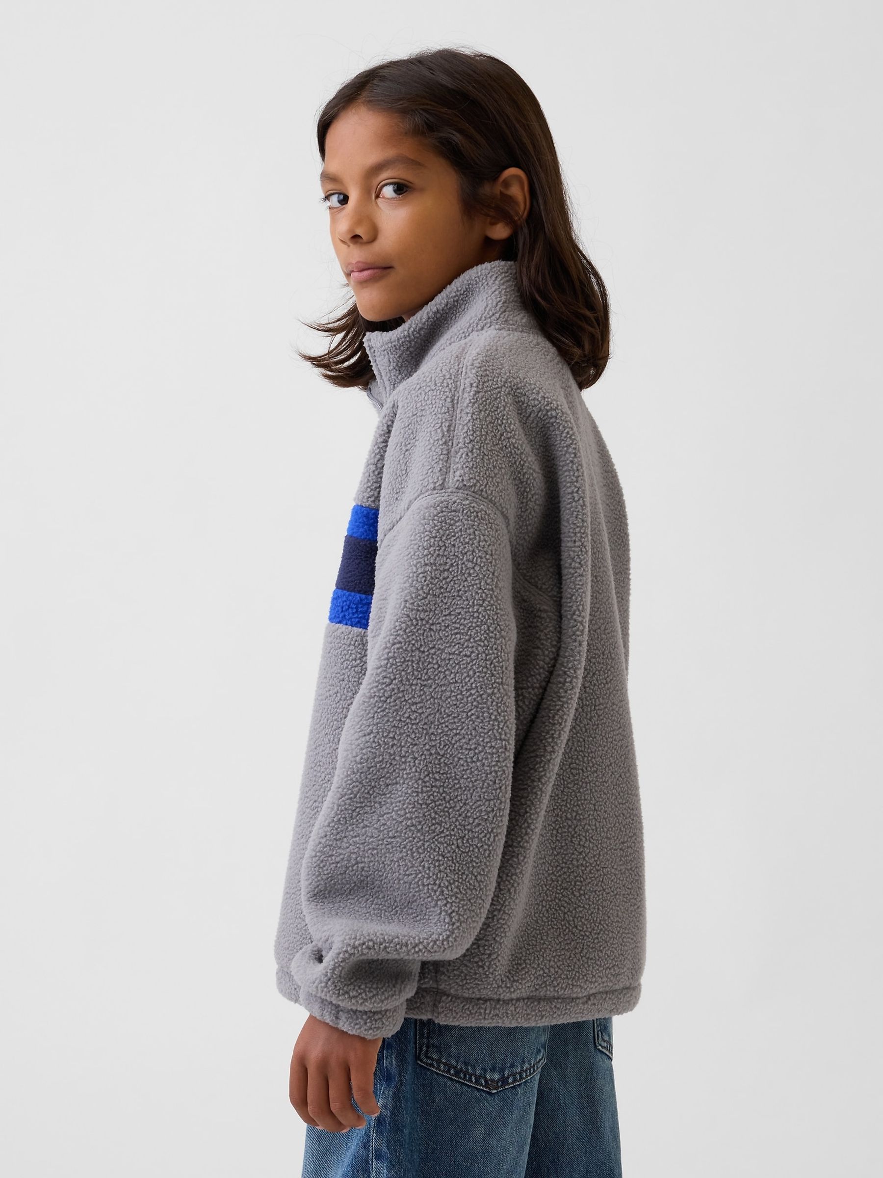 Grey Sherpa Relaxed Quarter-Zip Sweatshirt - Image 2 of 4 Grey Sherpa Relaxed Quarter-Zip Sweatshirt - Image 2 of 4