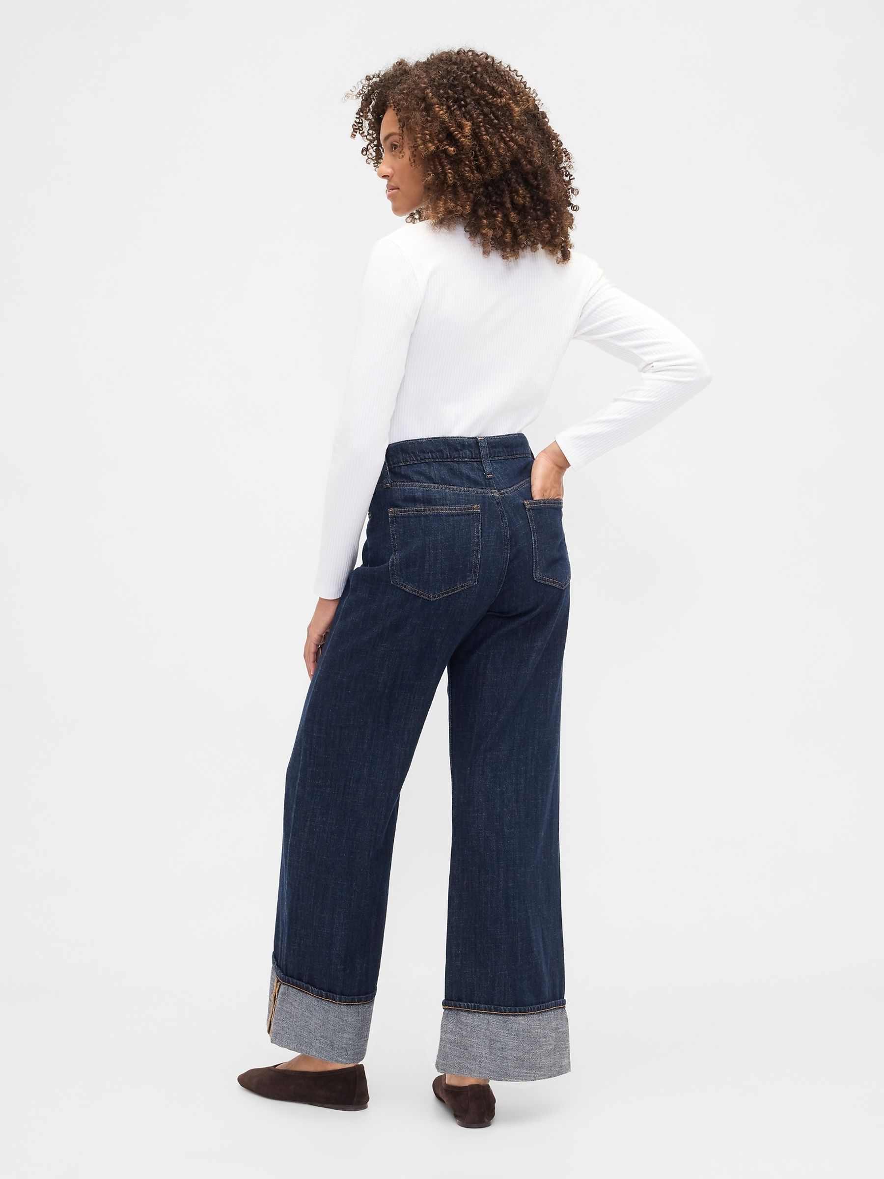 Dark Wash High Waisted Super Soft Wide-Leg Jeans - Image 3 of 5