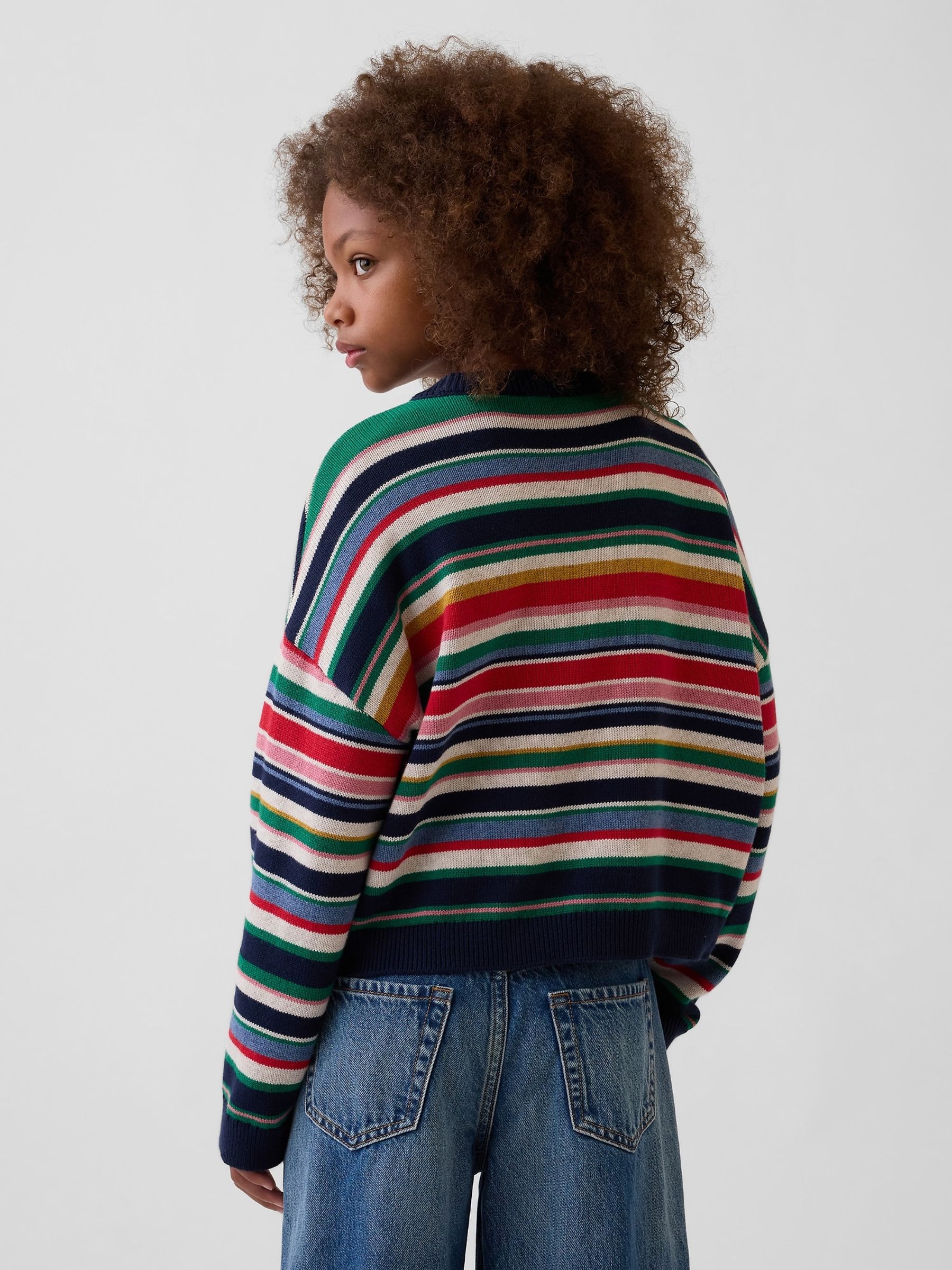 Multi Stripe Oversized Crew Neck Jumper - Image 2 of 5 Multi Stripe Oversized Crew Neck Jumper - Image 2 of 5