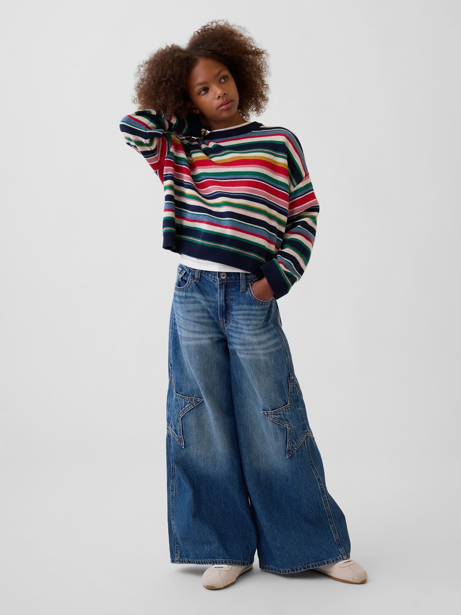 Multi Stripe Oversized Crew Neck Jumper - Image 3 of 5