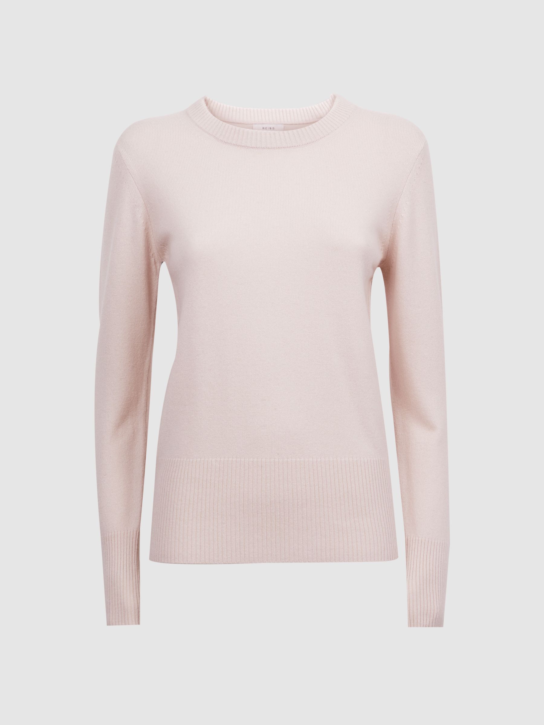 Wool Blend Crew Neck Jumper in Light Pink - Image 2 of 5