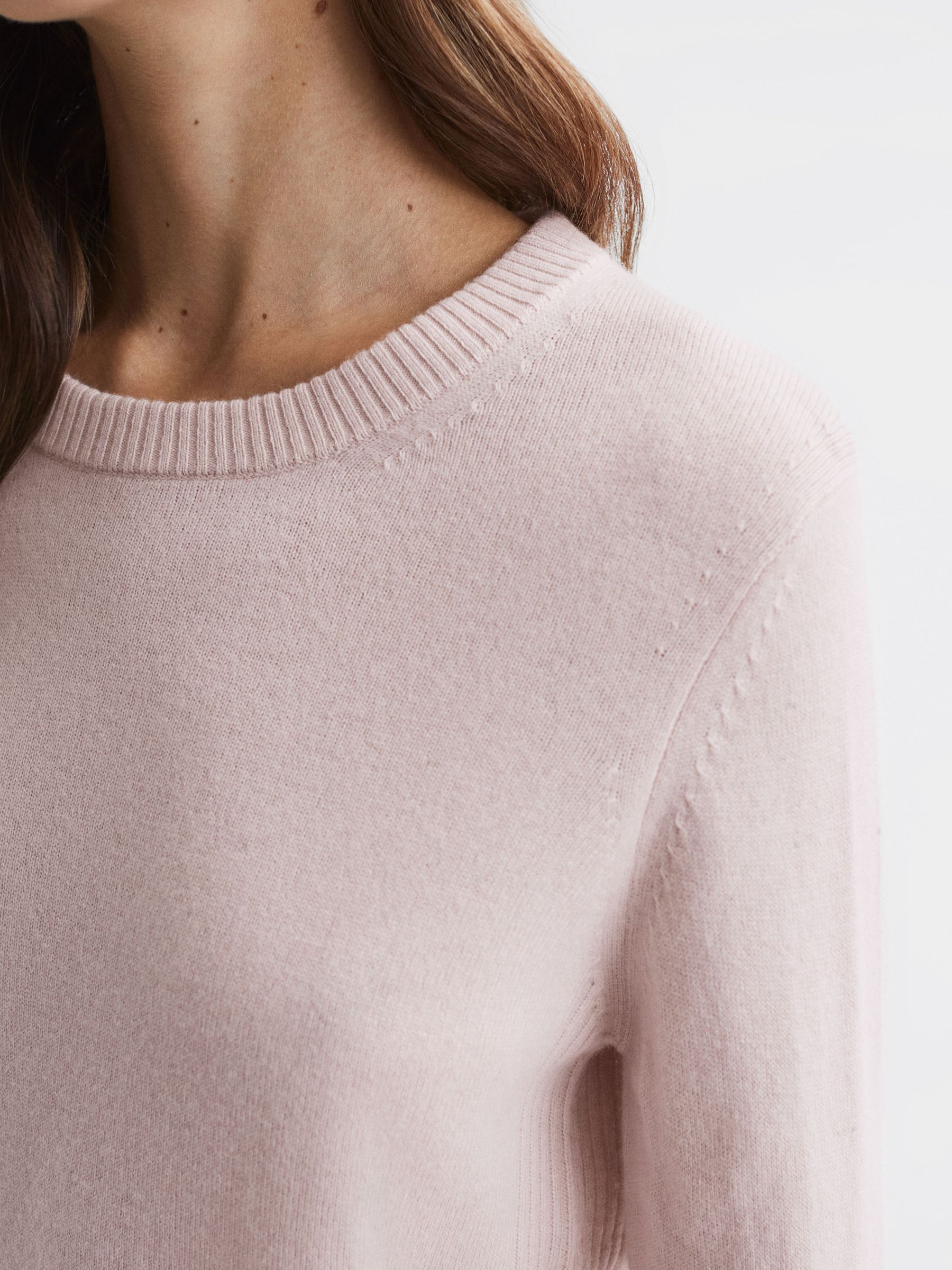 Wool Blend Crew Neck Jumper in Light Pink - Image 4 of 5