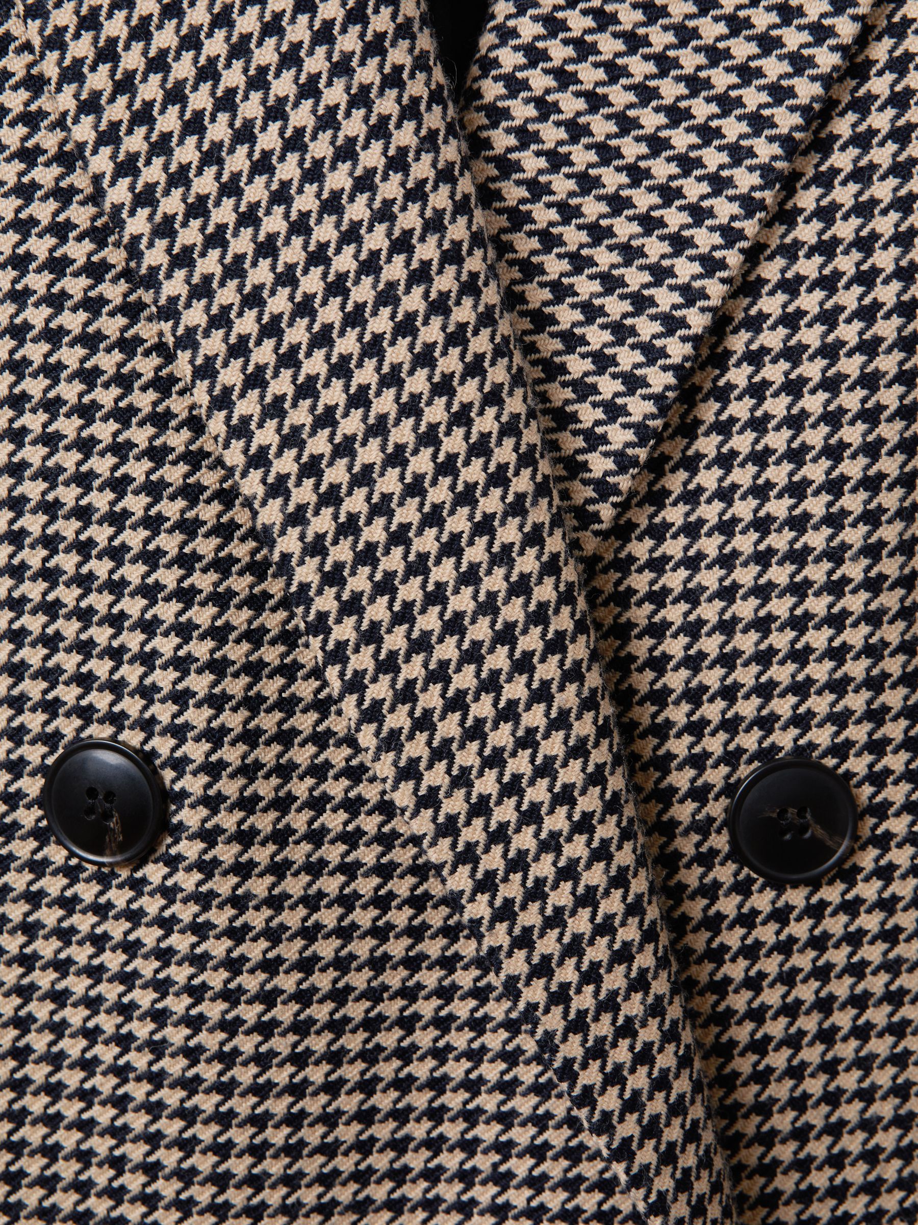 Ella Black/Camel Petite Wool Blend Double Breasted Dogtooth Blazer - Image 5 of 6