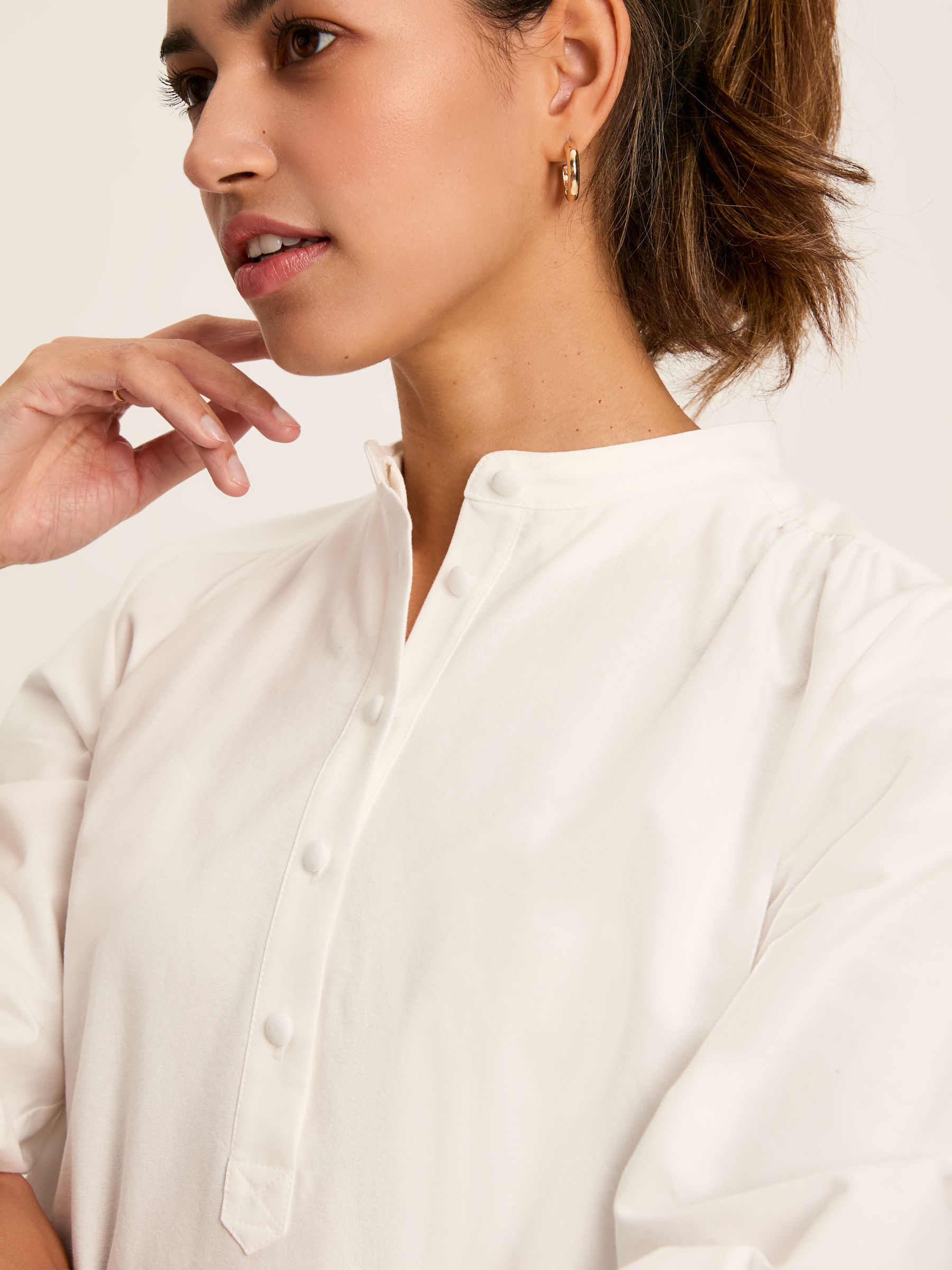 Marlowe White Dress with Shirt/ Nehru Collar - Image 4 of 7