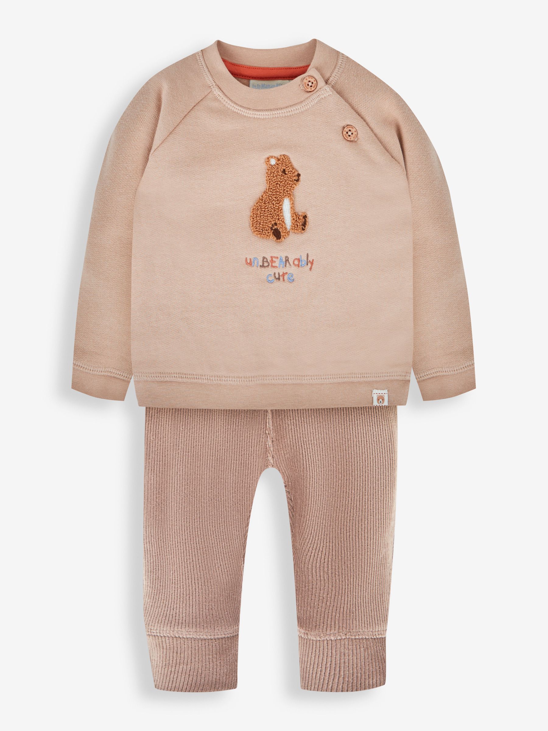 Stone Bear Appliqué Sweatshirt & Cosy Trousers Set - Image 1 of 5
