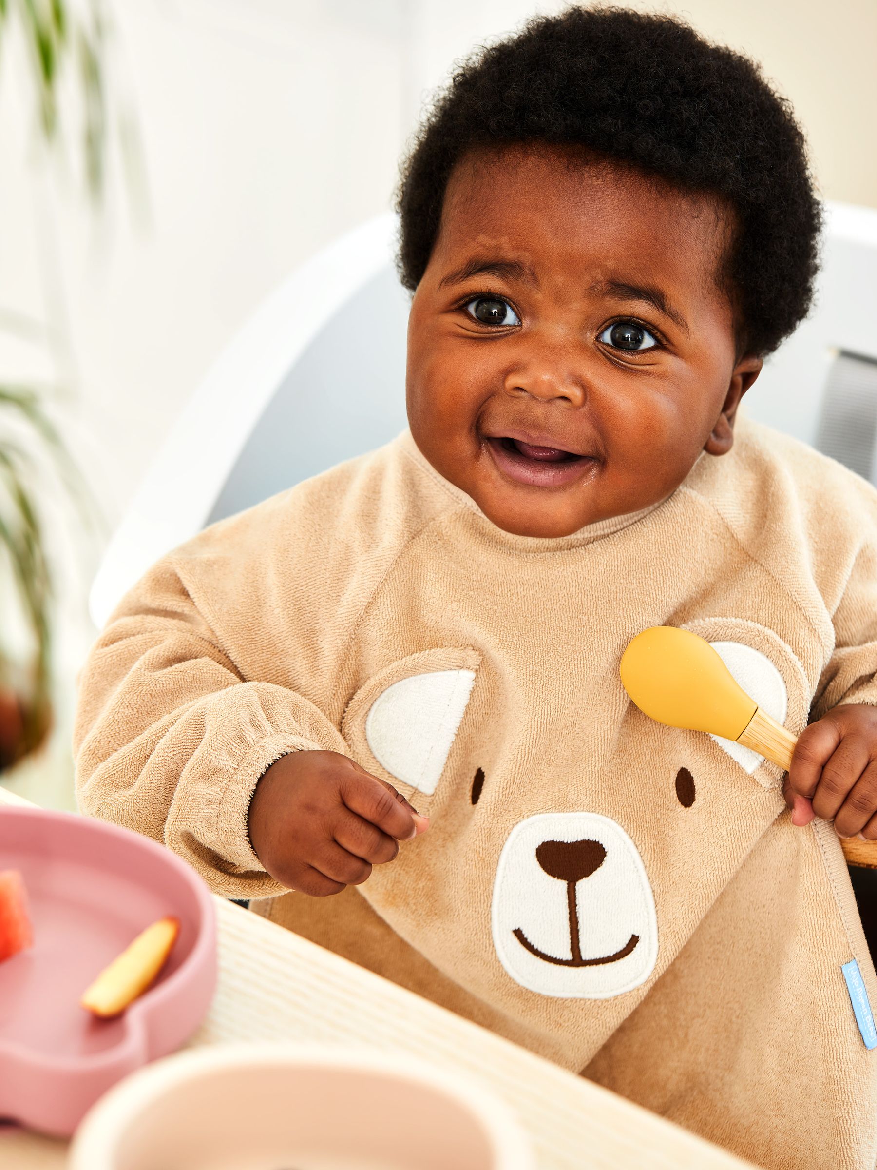 Natural Bear Towelling Bib - Image 1 of 3