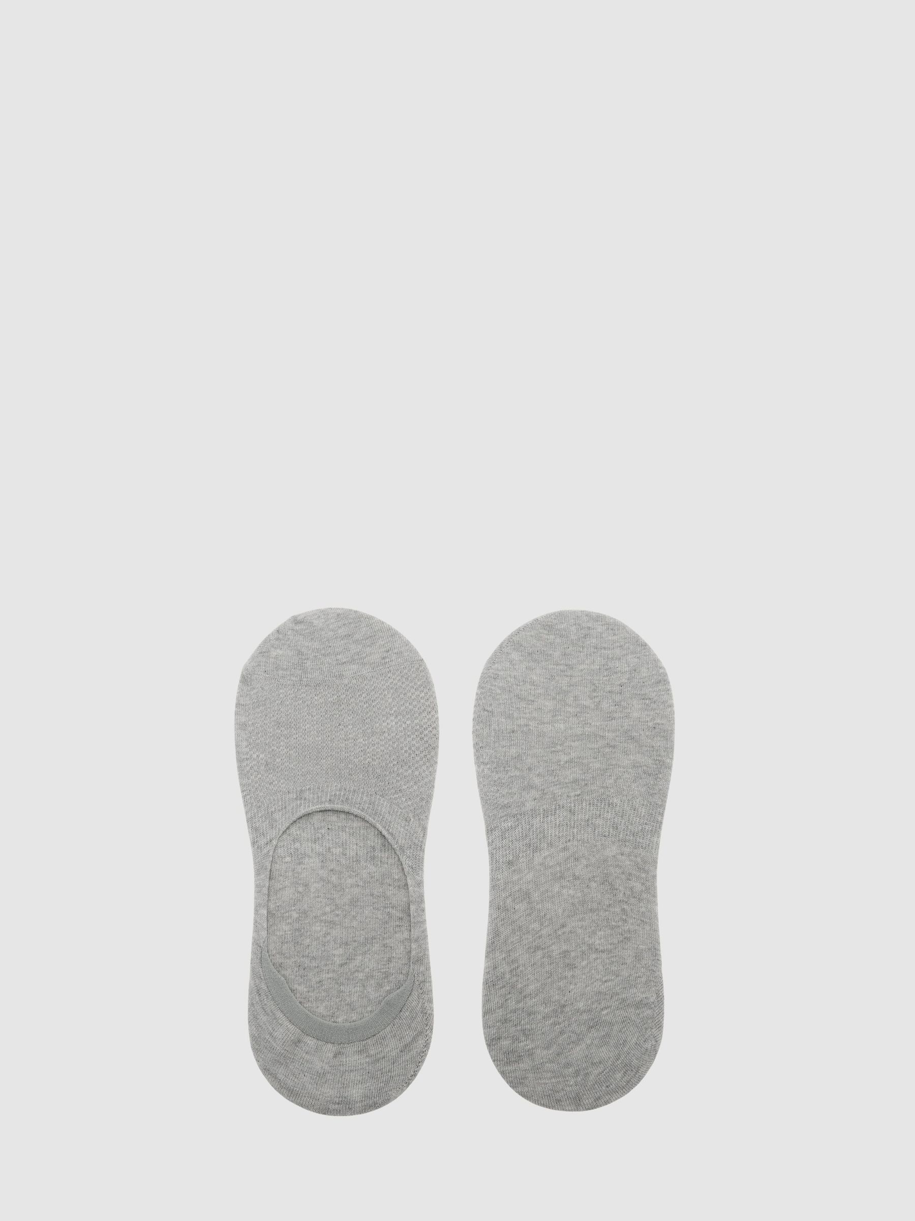 Chaussettes de sport invisibles en mélange de coton gris - Image 2 de 2