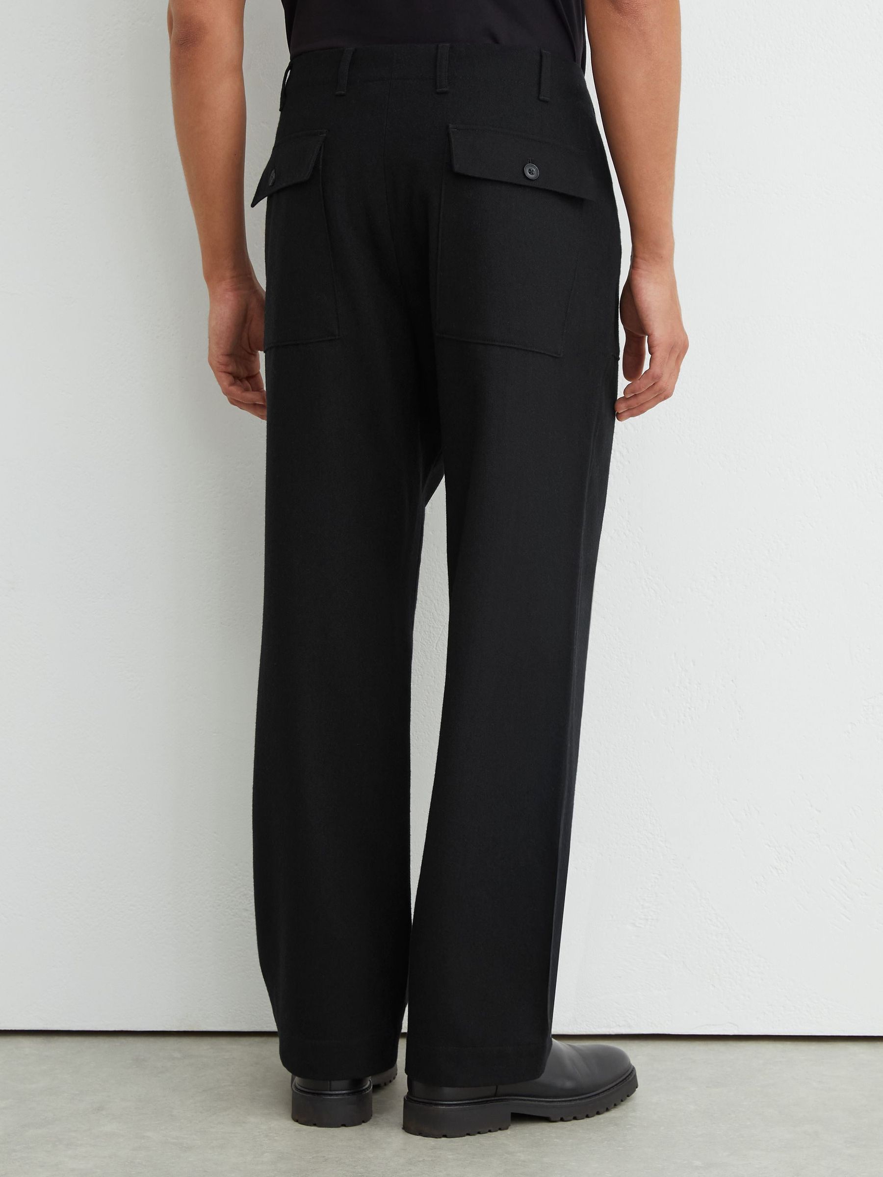 Wool-Blend Relaxed-Fit Trousers in Black - Image 5 of 6