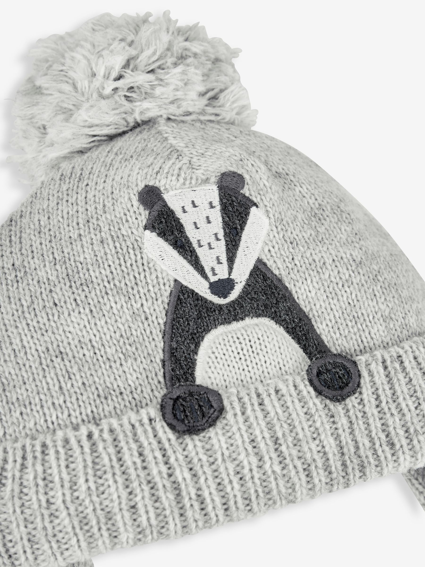 Grey Appliqué Bobble Hat - Image 2 of 2