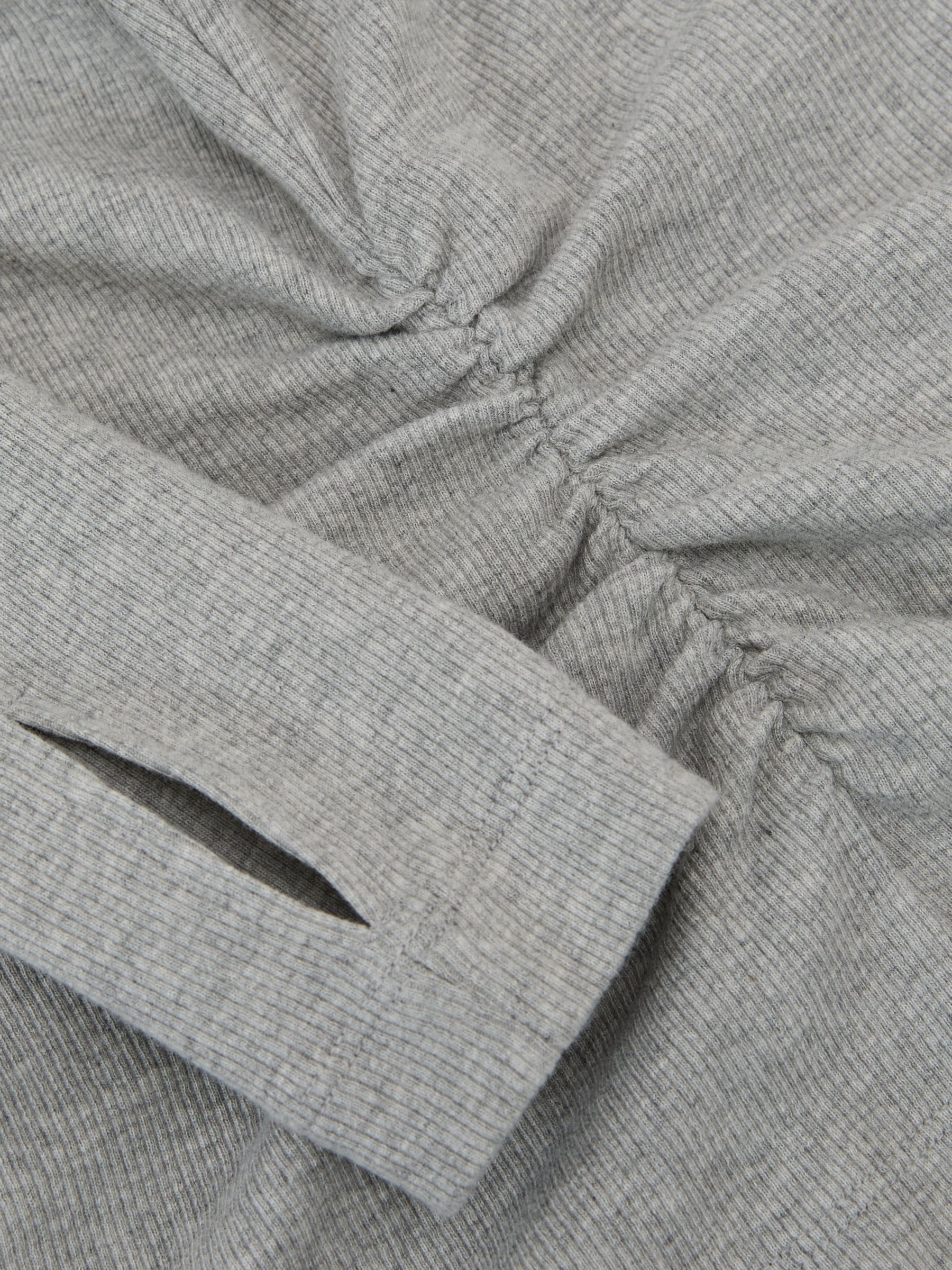 Cotton-Stretch V-Neck Ruched Top in Grey Marl - Image 6 of 6