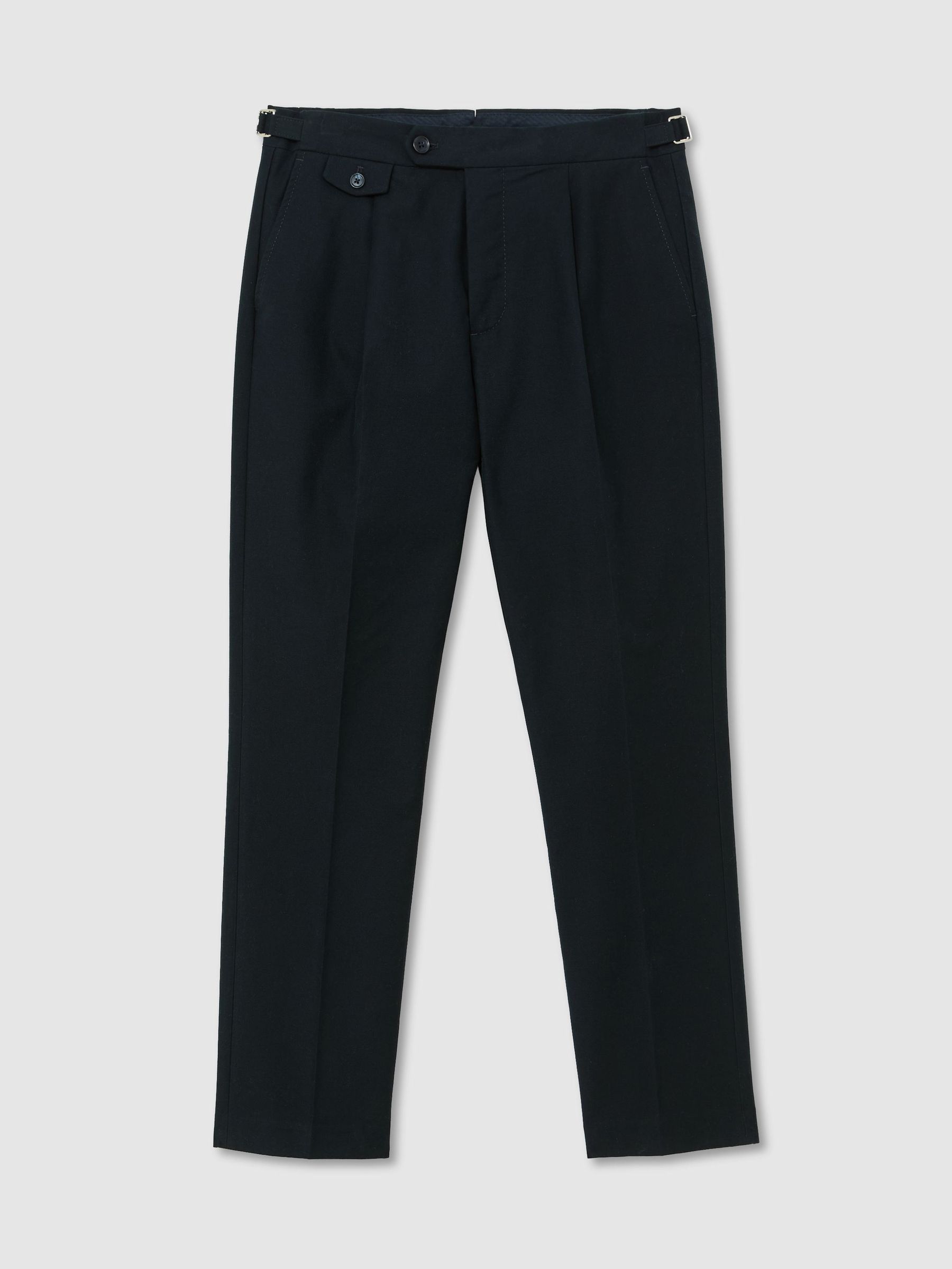 Cotton-Blend Moleskin Tapered Trousers in Navy - Image 2 of 7 Cotton-Blend Moleskin Tapered Trousers in Navy - Image 2 of 7